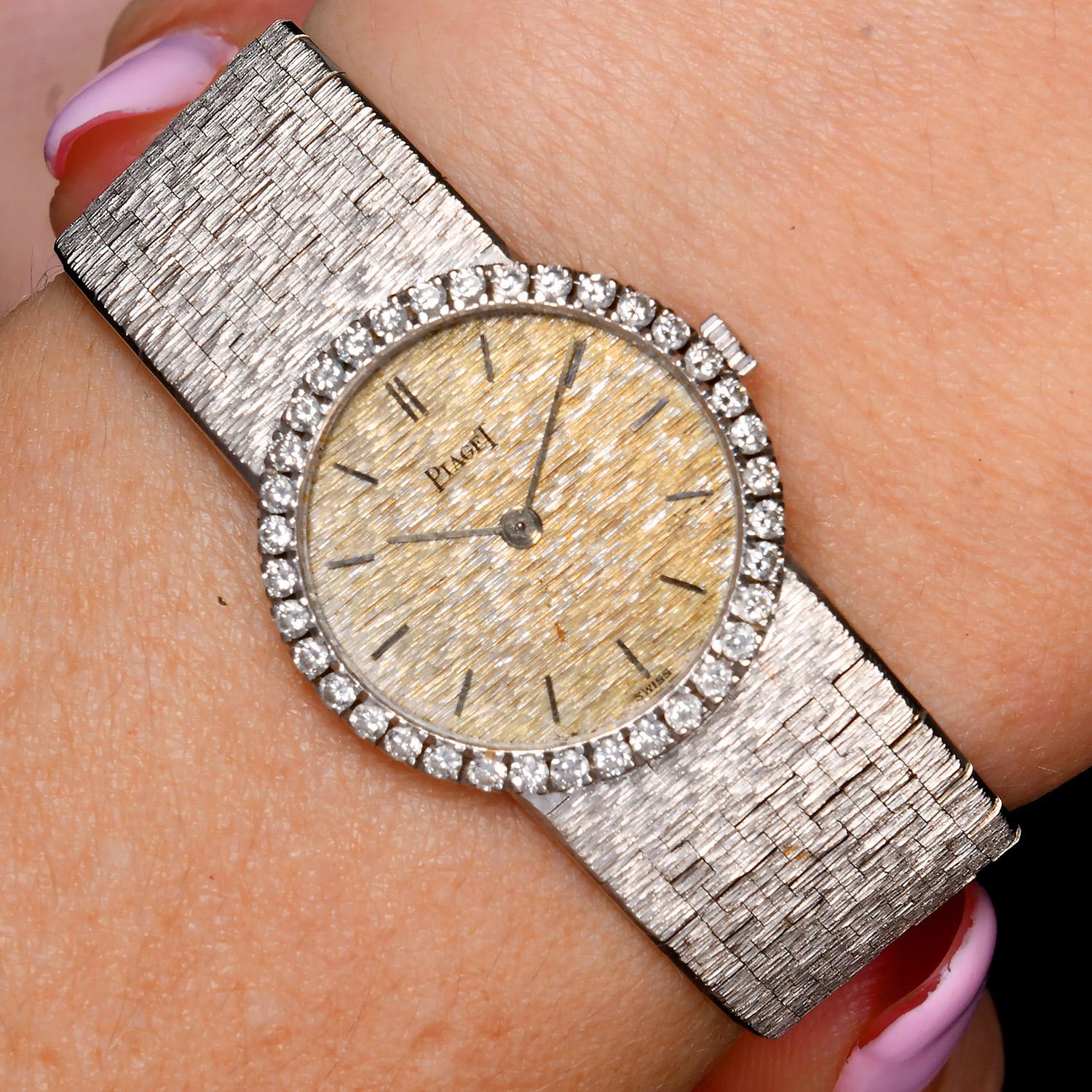 Piaget Diamant-Silber-Zifferblatt 18K Gold Damenuhr Ref 926 A 6 im Angebot 5