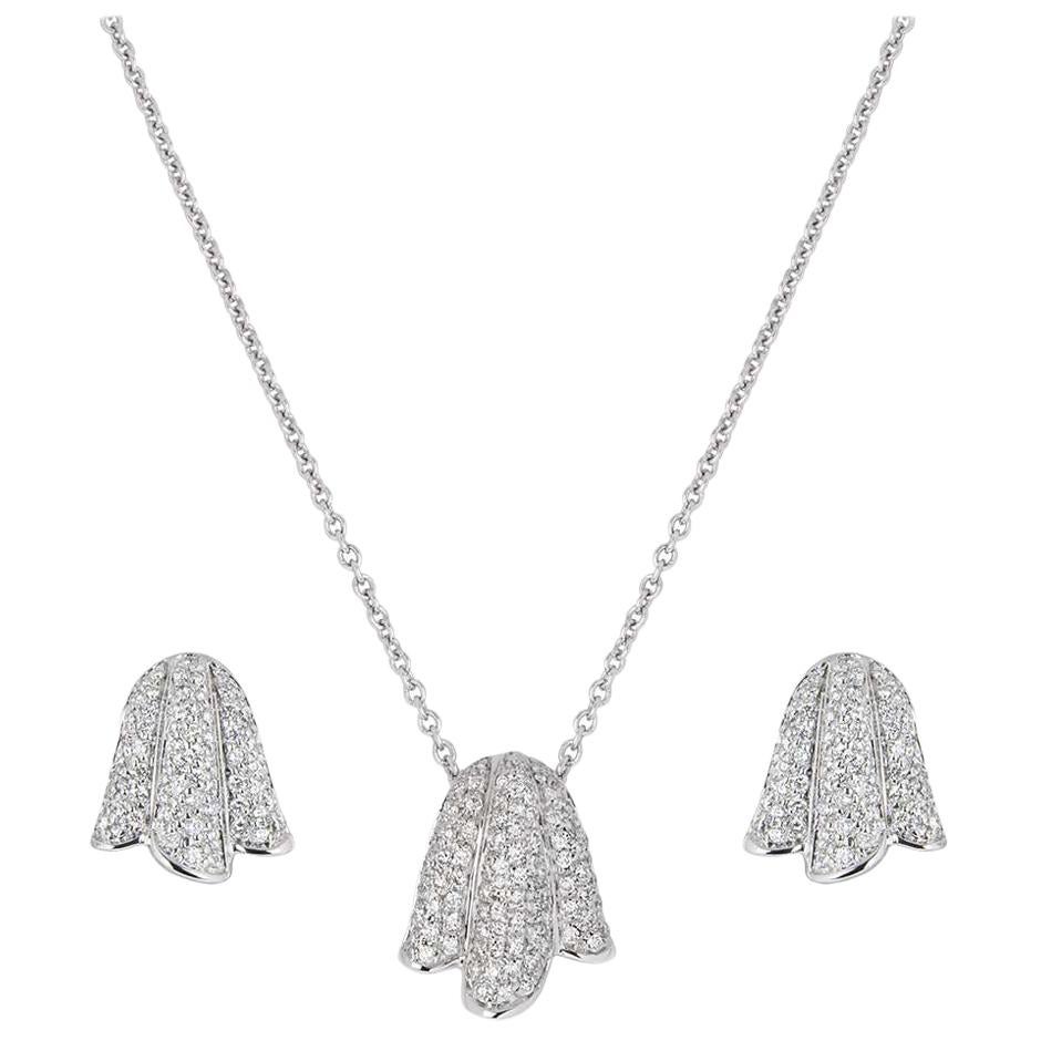 Piaget Diamond Tulip Earring and Pendant Necklace Suite