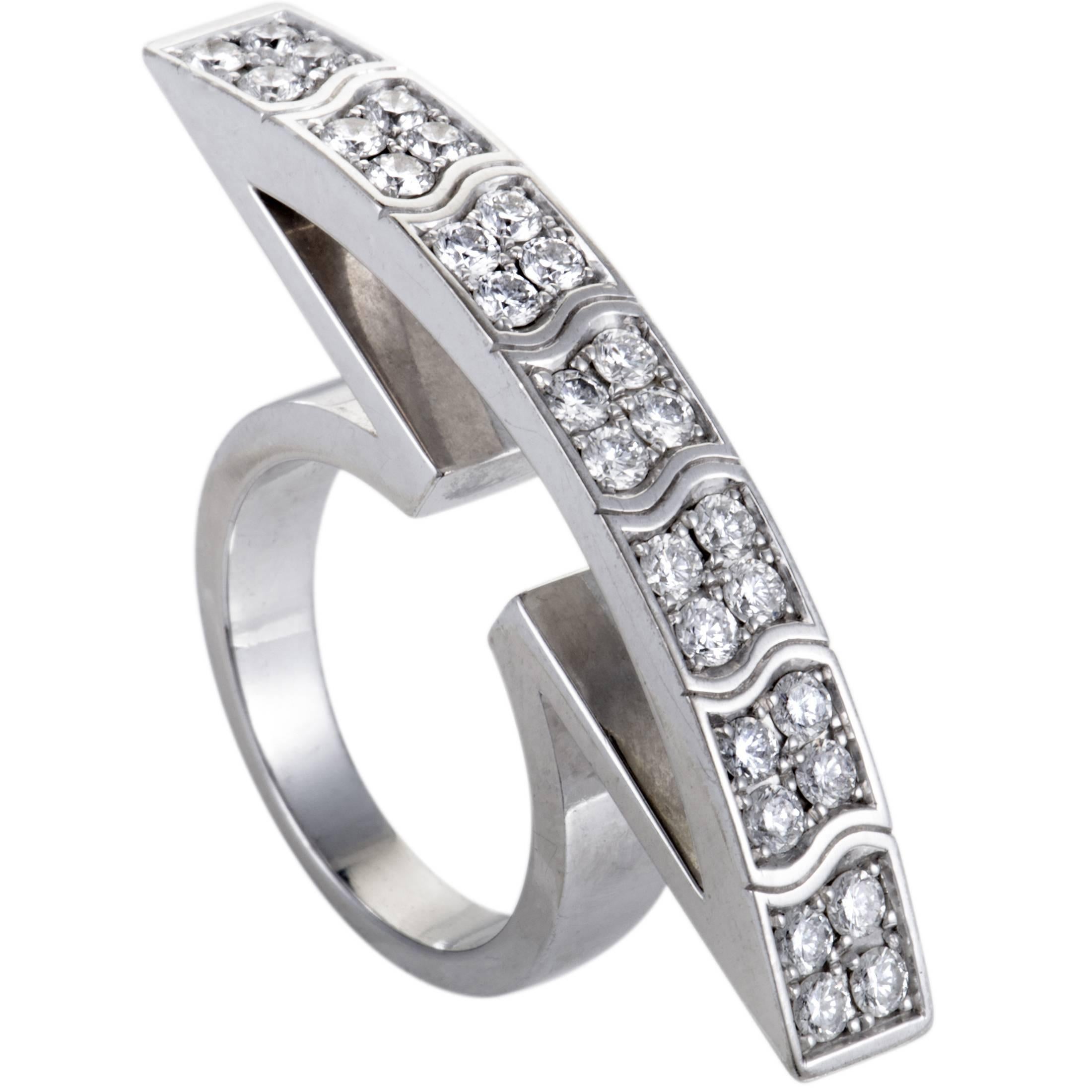 Piaget Diamond White Gold Curved Cocktail Ring