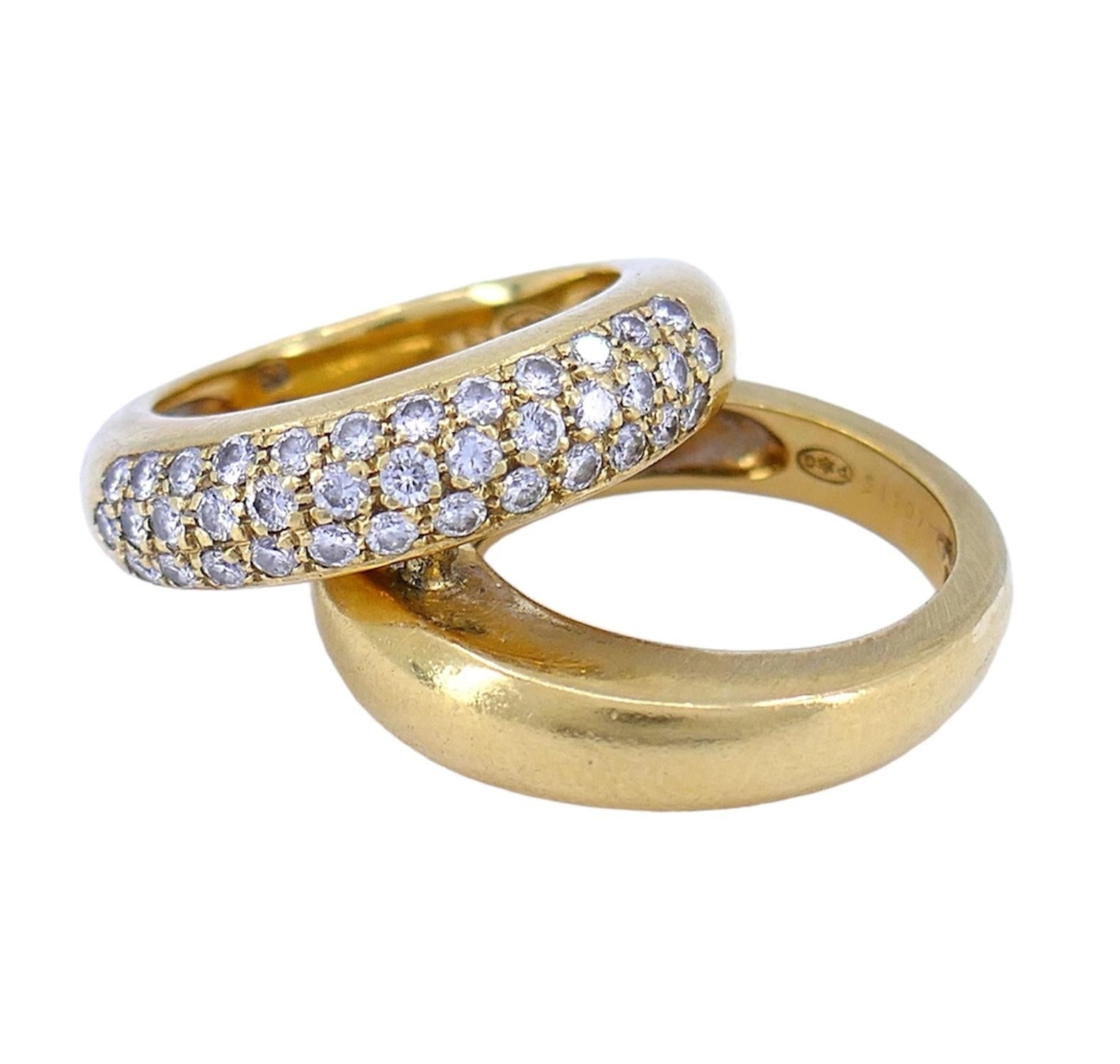 Piaget, bague à double anneau détachable en or et diamants, taille 6,5 Unisexe en vente