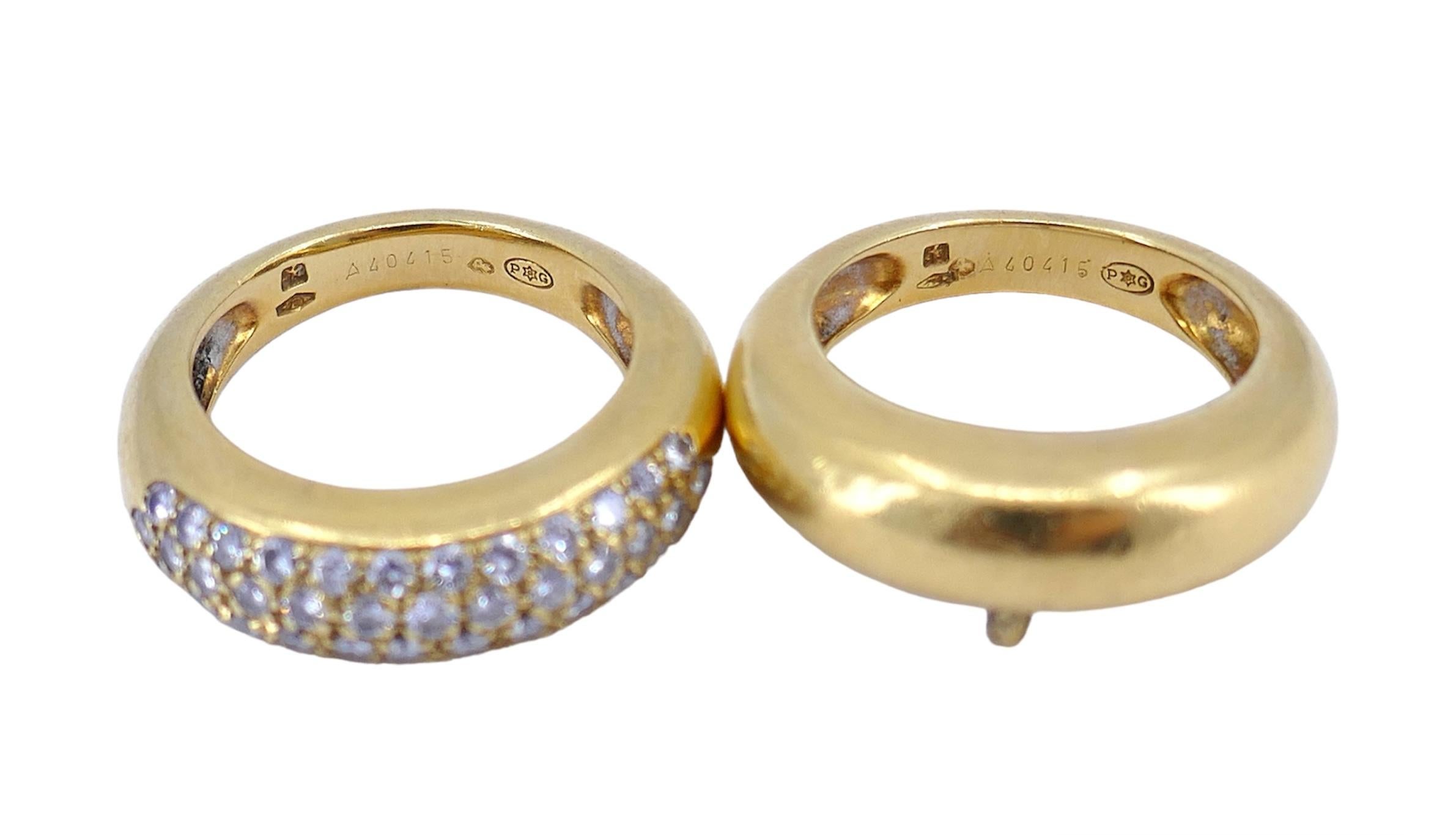 Piaget, bague à double anneau détachable en or et diamants, taille 6,5 en vente 1