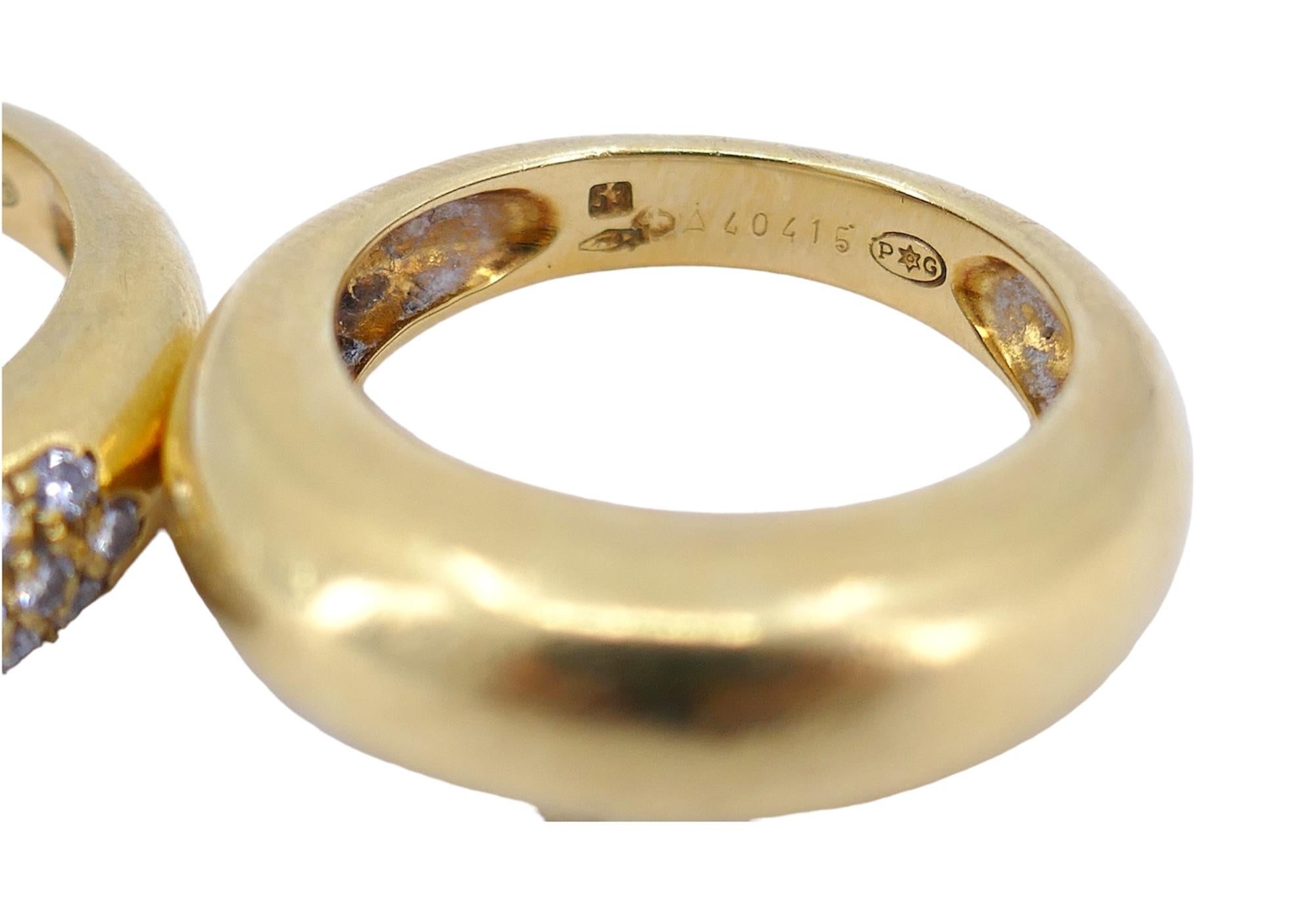 Piaget, bague à double anneau détachable en or et diamants, taille 6,5 en vente 5