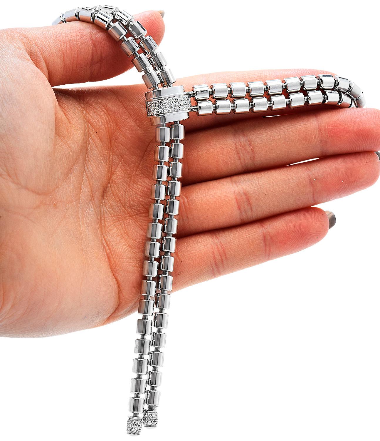 Women's Piaget Double Bandeau Diamond 18K Gold Link Lariat Necklace