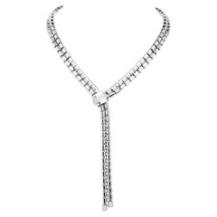 Vintage Piaget Double Bandeau Diamond 18K Gold Link Lariat Necklace