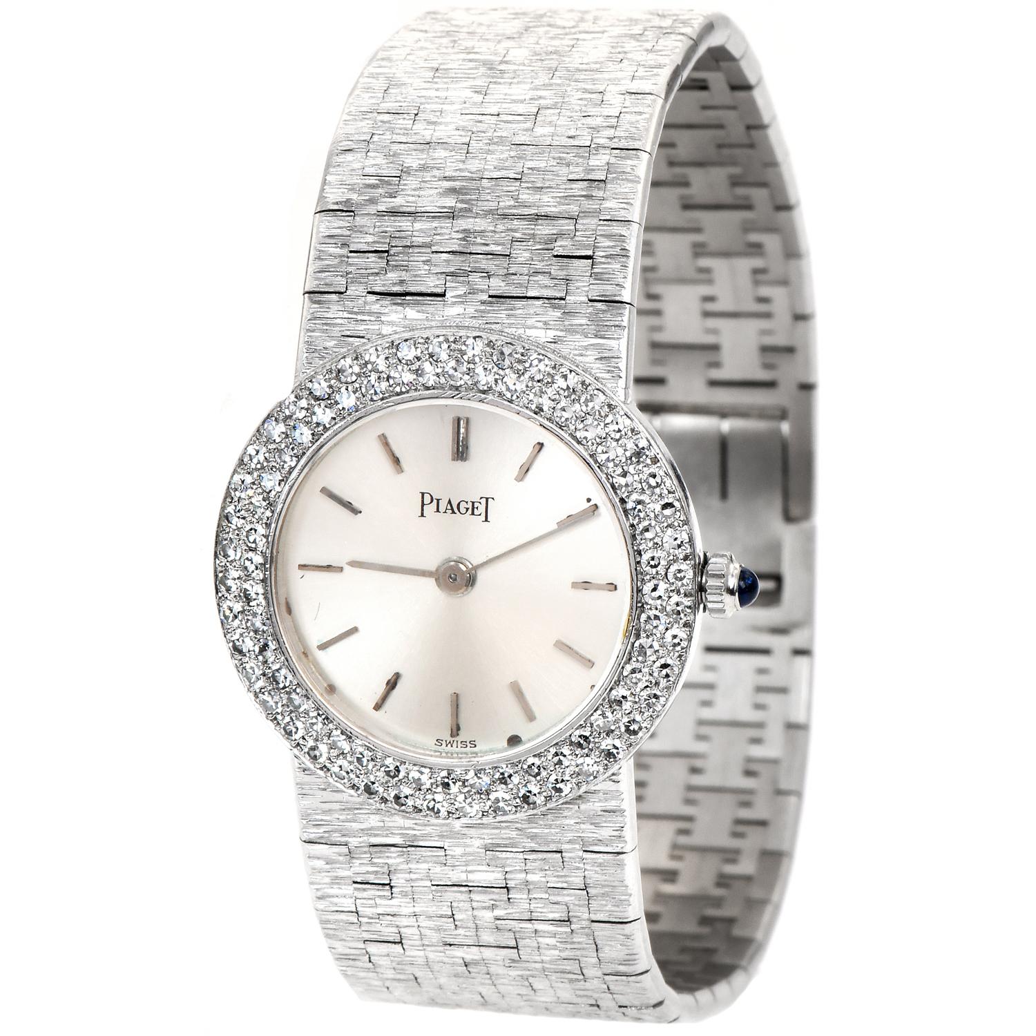 Retro Piaget Double Row Diamond Silver Dial 18k Gold Ladies Watchpiaget's Timepieces
