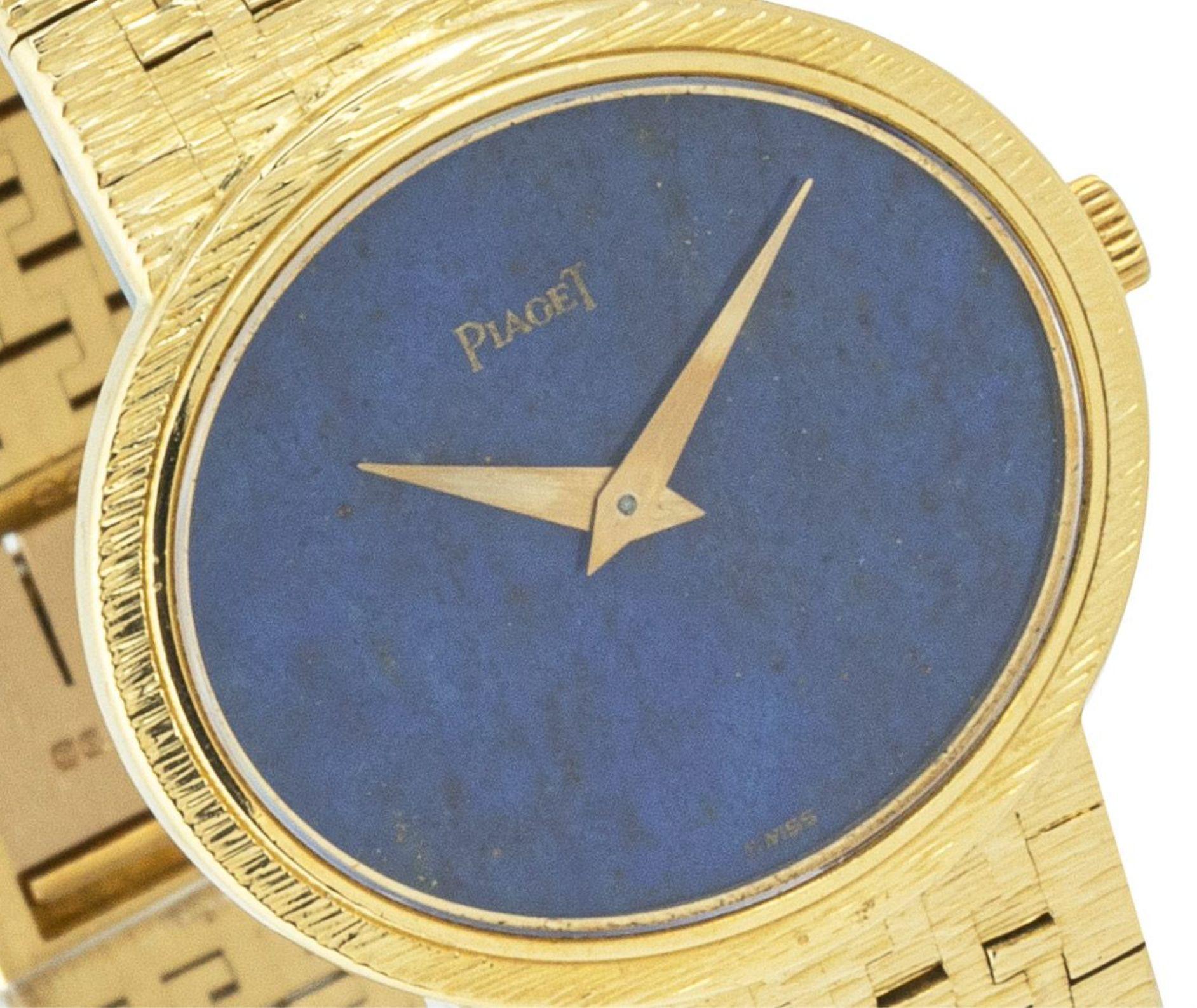 Oval Cut Piaget Dress Watch Ladies 18 Karat Yellow Gold Lapis Lazuli Dial 9801 A6