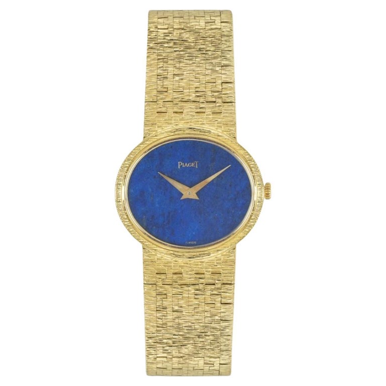 Piaget Dress Watch Ladies 18 Karat Yellow Gold Lapis Lazuli Dial 9801 A6 at 1stDibs
