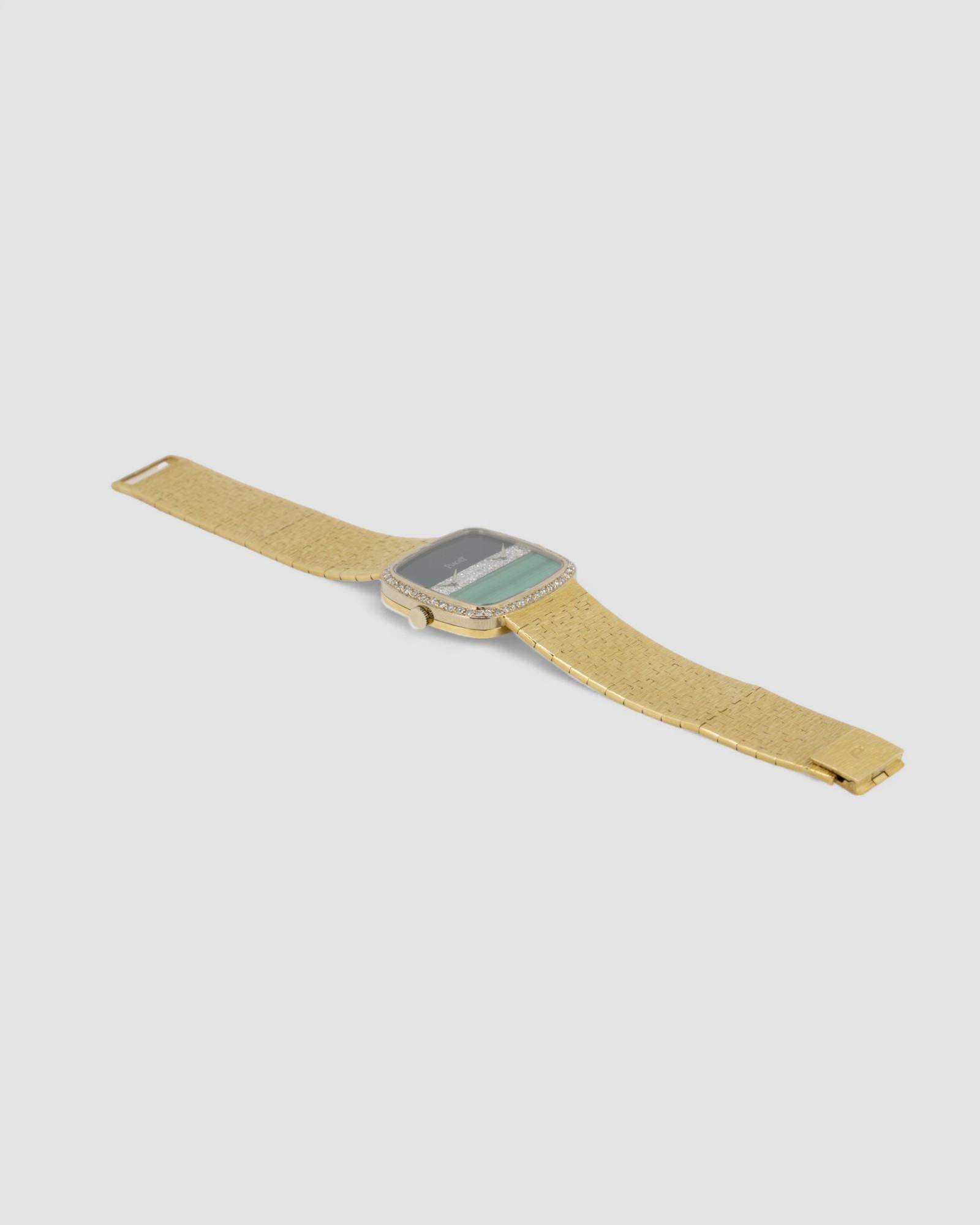 Piaget Dual Time 612775 Malachit Onyx Diamanten 18k YG 1980er im Angebot 4