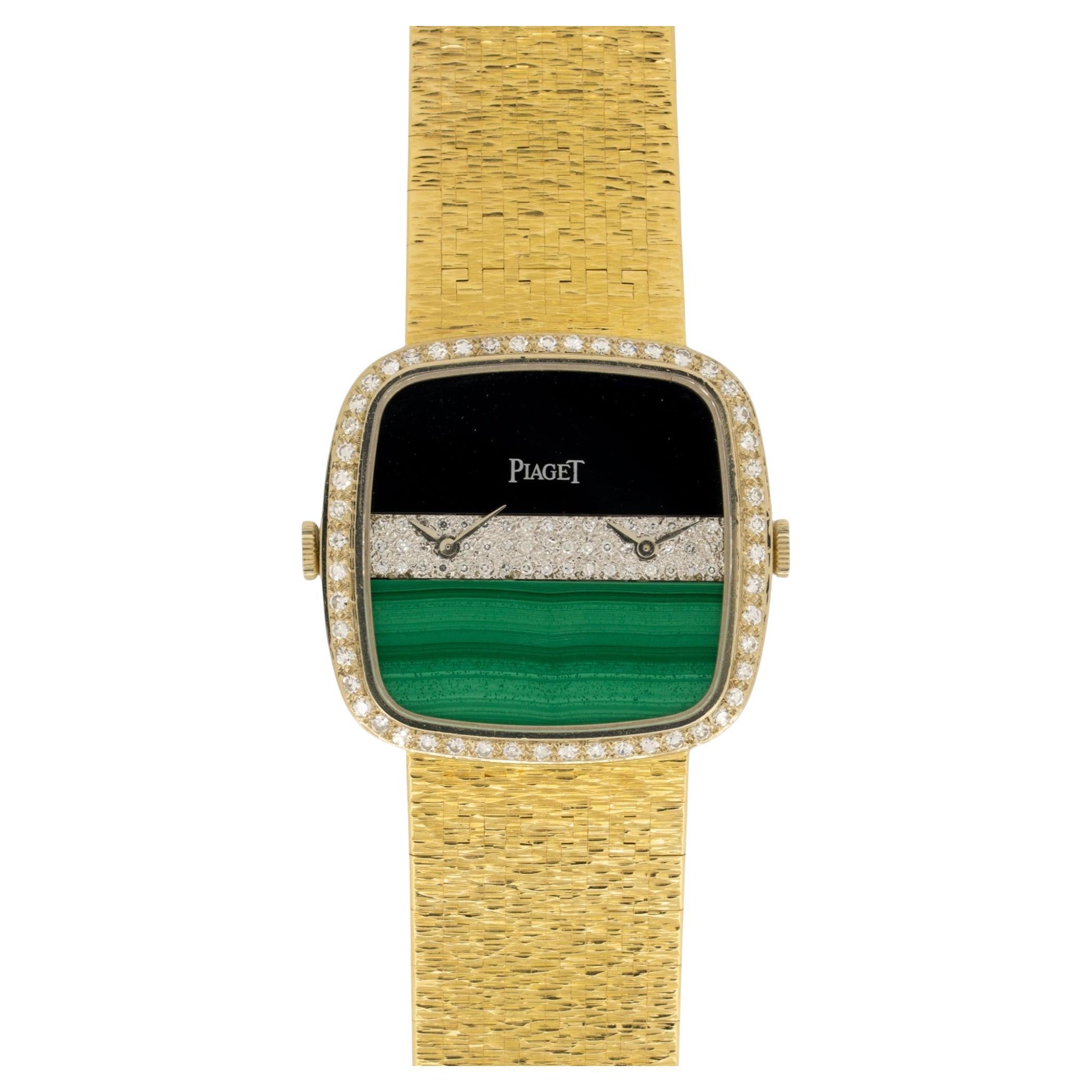 Piaget Dual Time 612775 Malachite Onice Diamanti 18k YG Anni 
80
