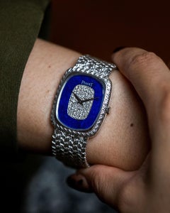 Piaget Ellipse 9251 D2 Lapis Lazuli Pave Diamond Stone Dial 18k WG Manual Windin