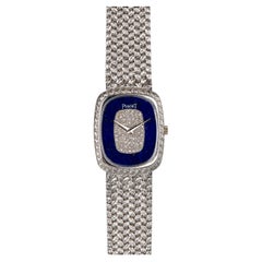 Piaget Ellipse 9251 D2 Lapis Lazuli Pave Diamond Stone Dial 18k WG Manual Windin