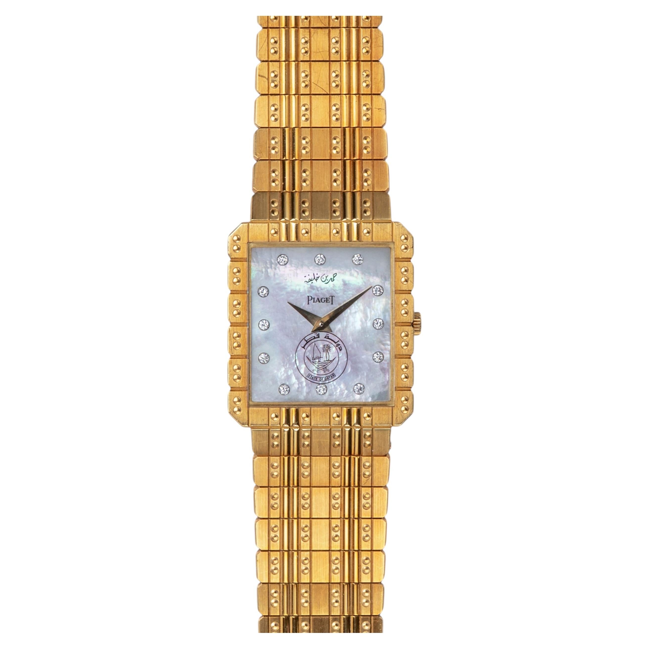 Pre-owned Piaget Emblem Of Qatar Protocole 81563 C573 Mop Diamond Dial 18k Yg Piece Unique In Multi