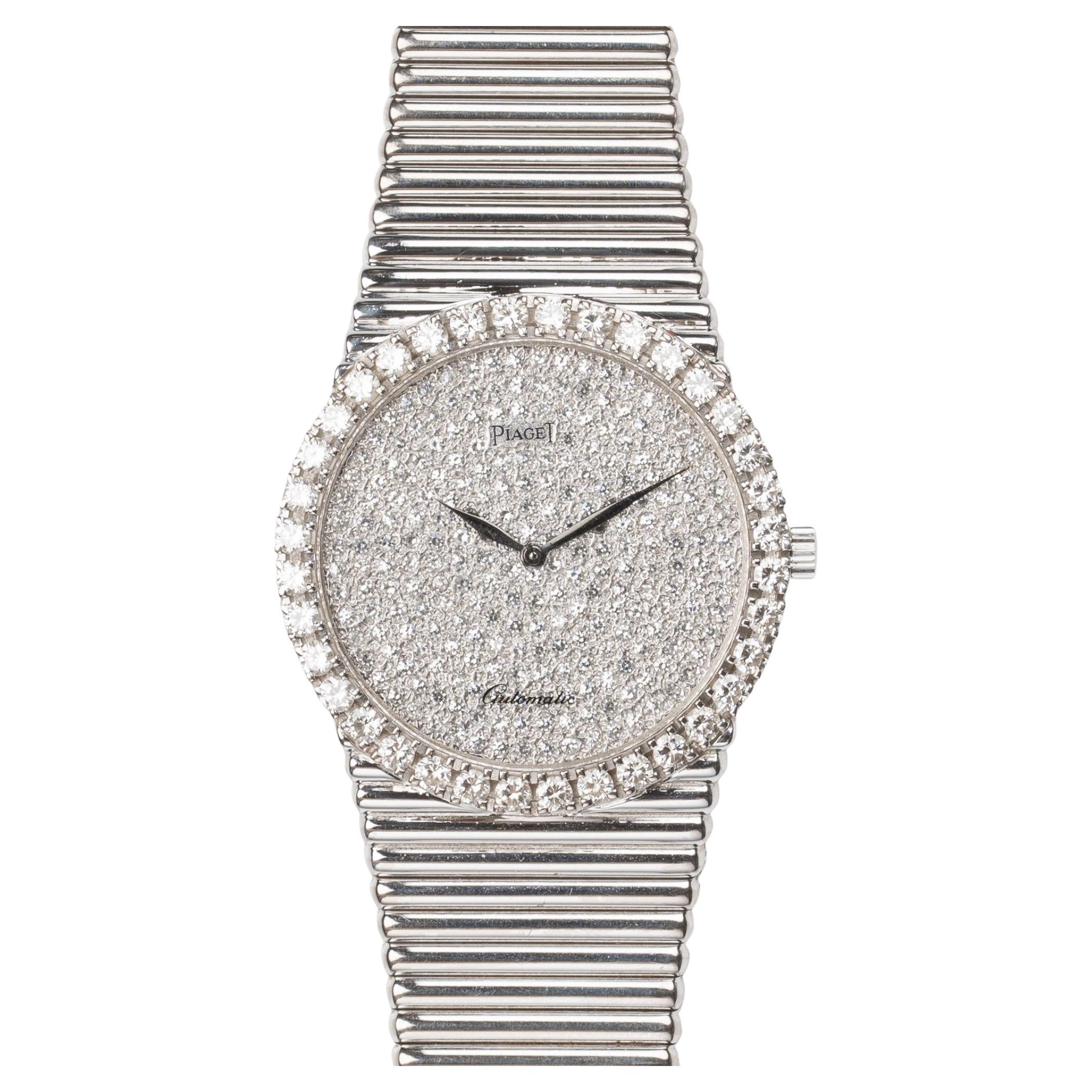 Piaget Emperador 12336 C510 Pave Diamond Dial Diamond Bezel 18k WG Automatic 198