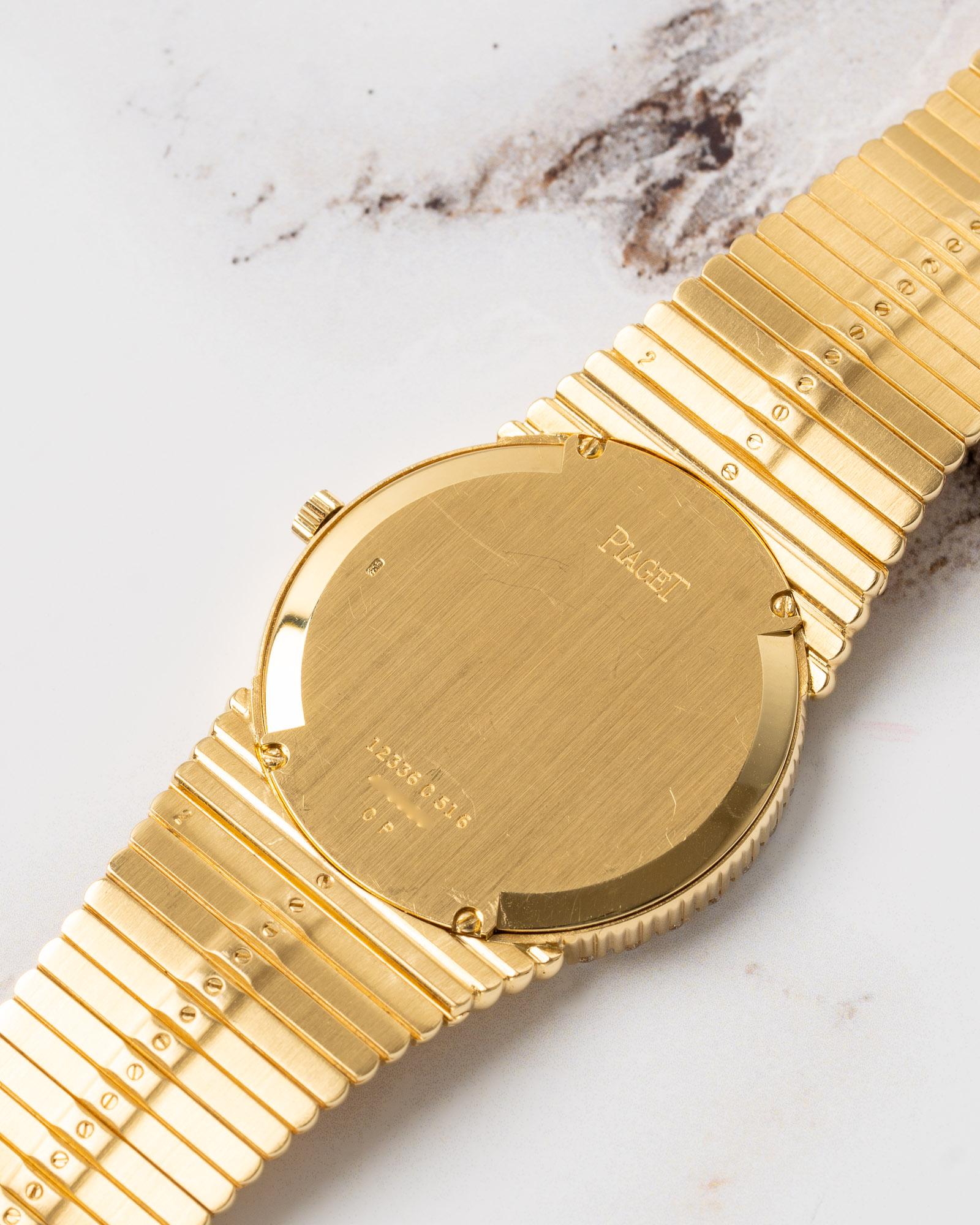 Piaget Emperador 12336 C516 Onyx Esfera Diamante Bisel Tallado Pulsera 18k en venta 7