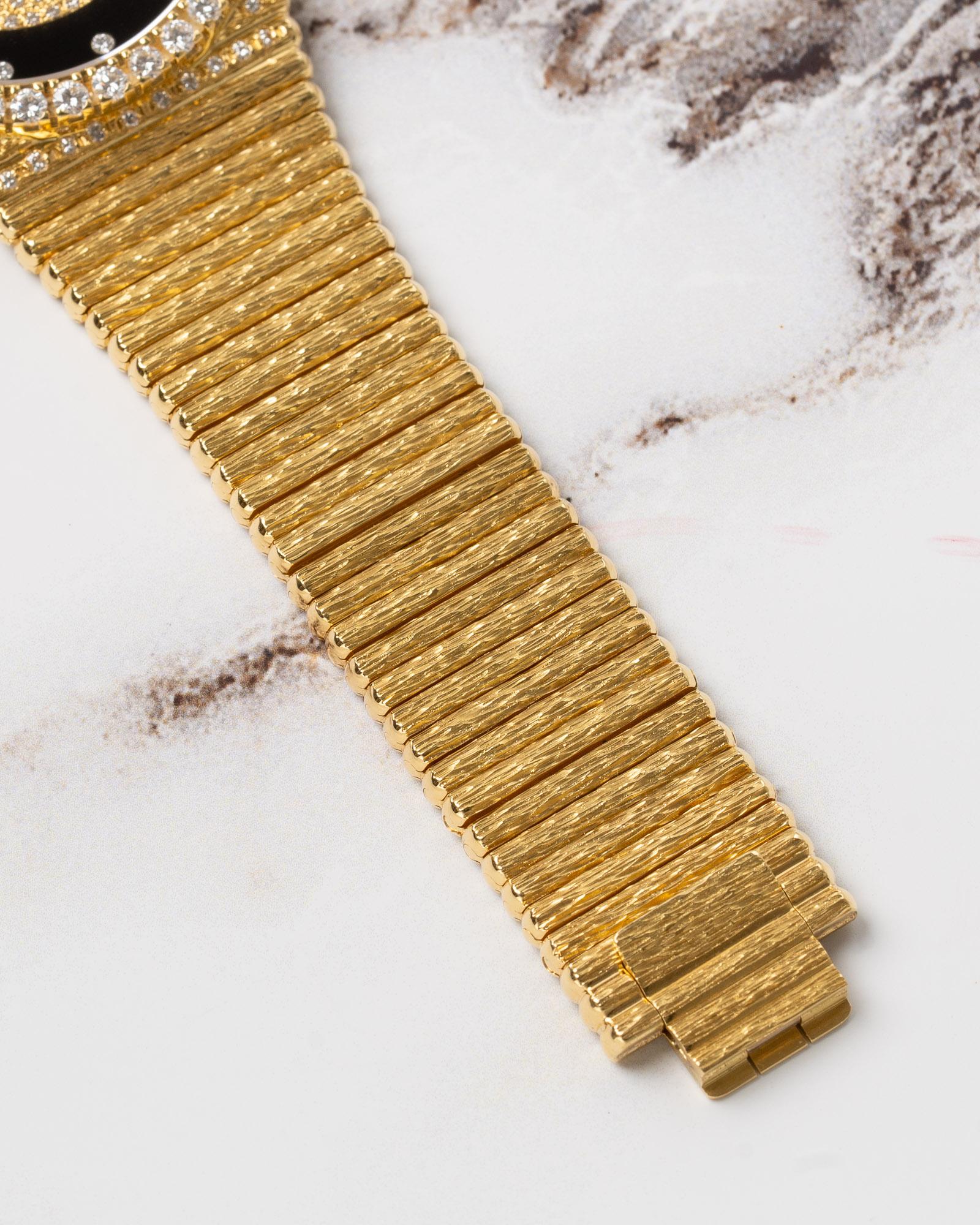 Piaget Emperador 12336 C516 Onyx Esfera Diamante Bisel Tallado Pulsera 18k en venta 9