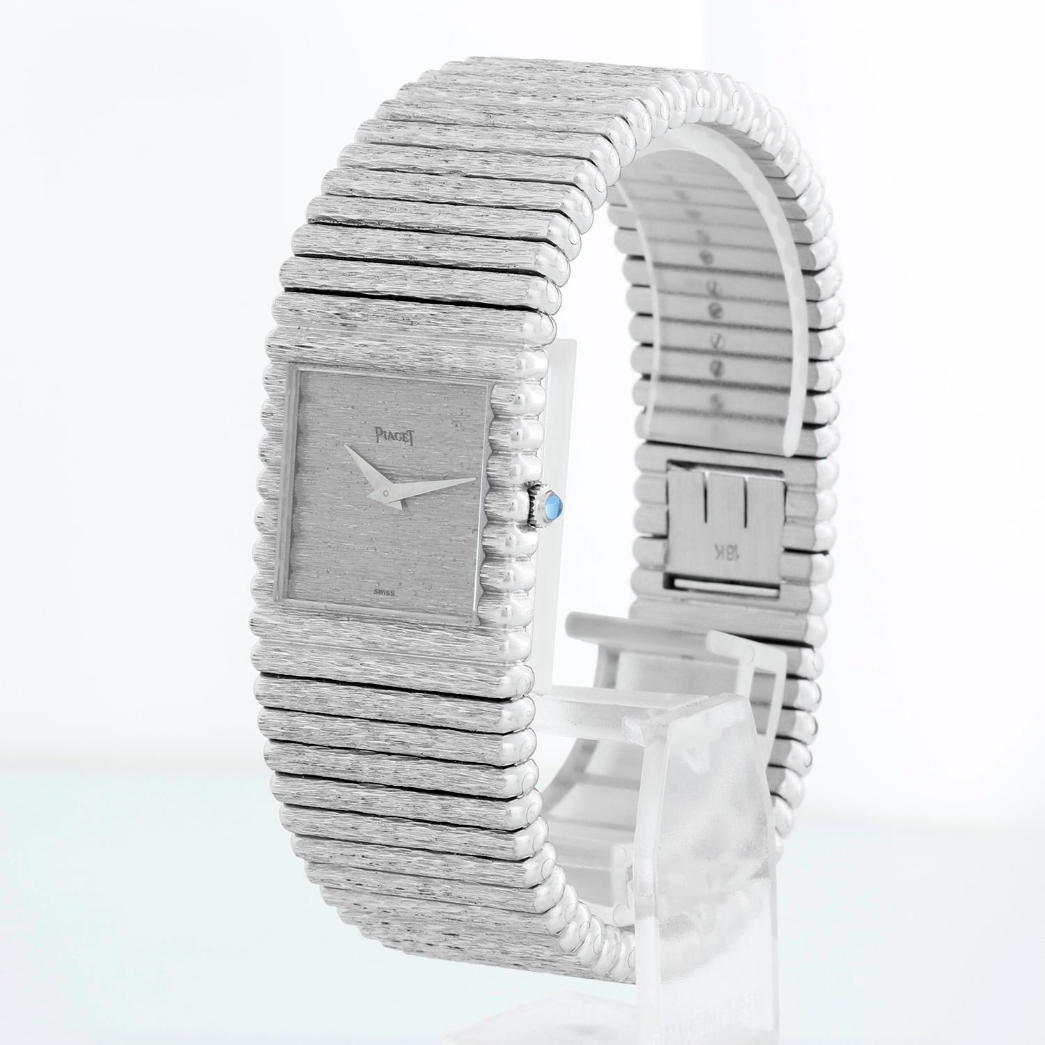 Montre homme Piaget Emperador en or blanc 18 carats avec écorce Excellent état - En vente à Dallas, TX