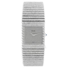 Piaget Emperador 18K White Gold Bark Mens Watch