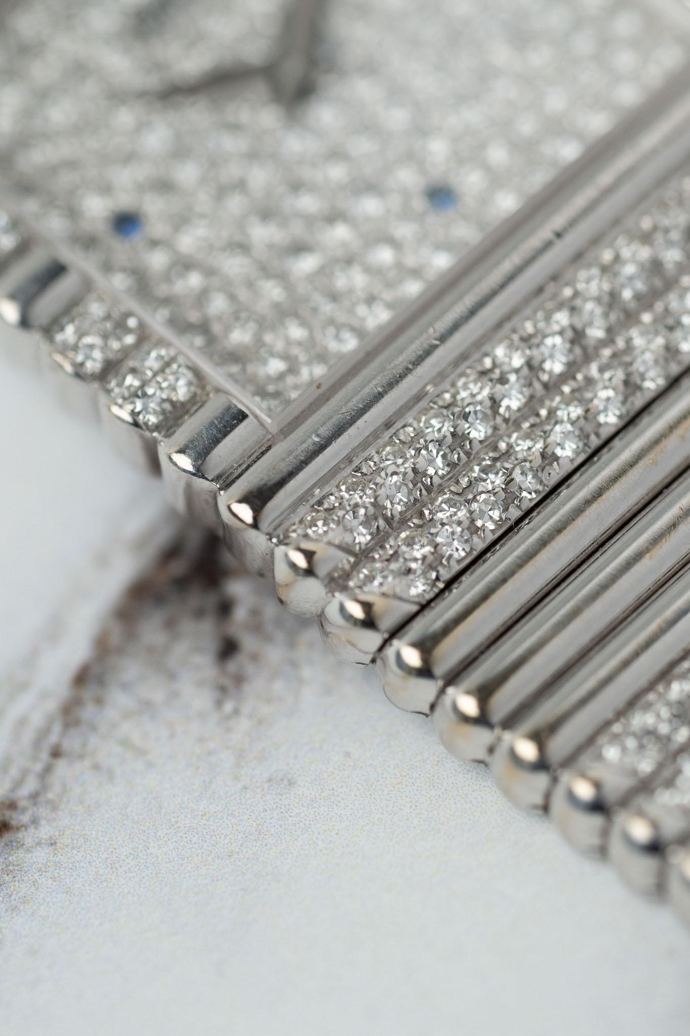 Piaget Emperador 9131 Pave Diamond Sapphire Dial Pave Diamond Bracelet 18k WG en vente 6