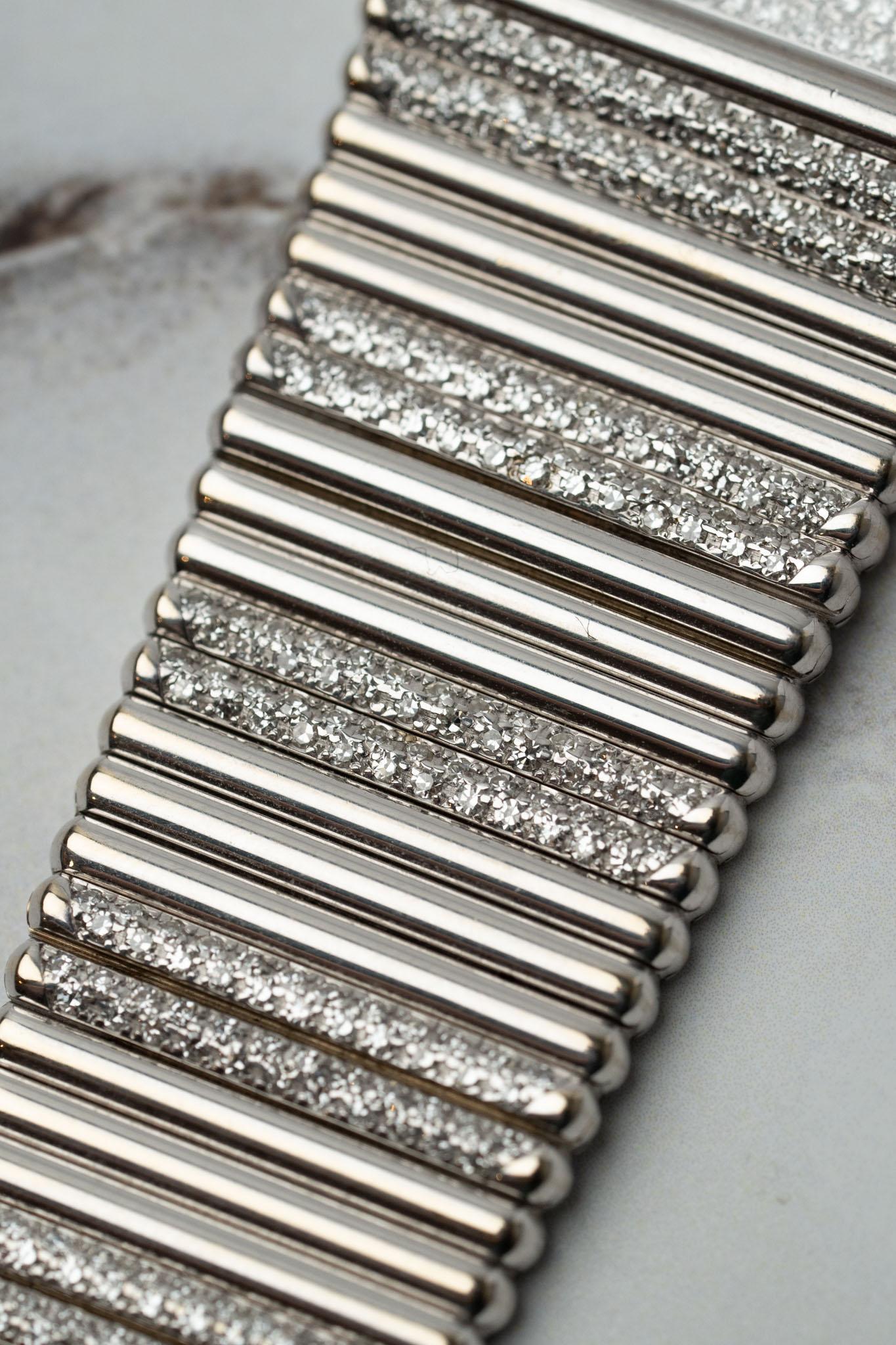 Piaget Emperador 9131 Pave Diamond Sapphire Dial Pave Diamond Bracelet 18k WG en vente 9