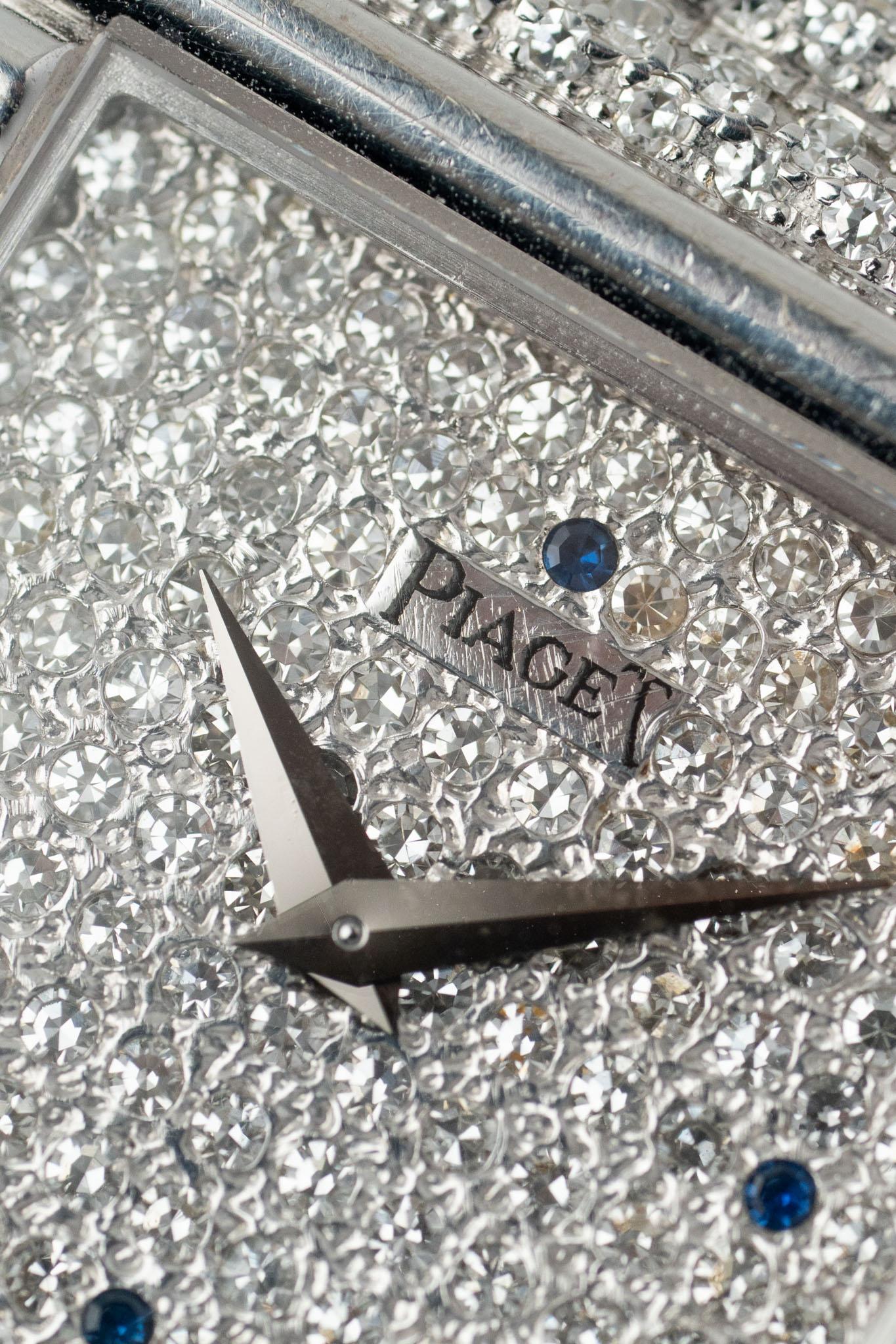 Piaget Emperador 9131 Pave Diamond Sapphire Dial Pave Diamond Bracelet 18k WG en vente 11