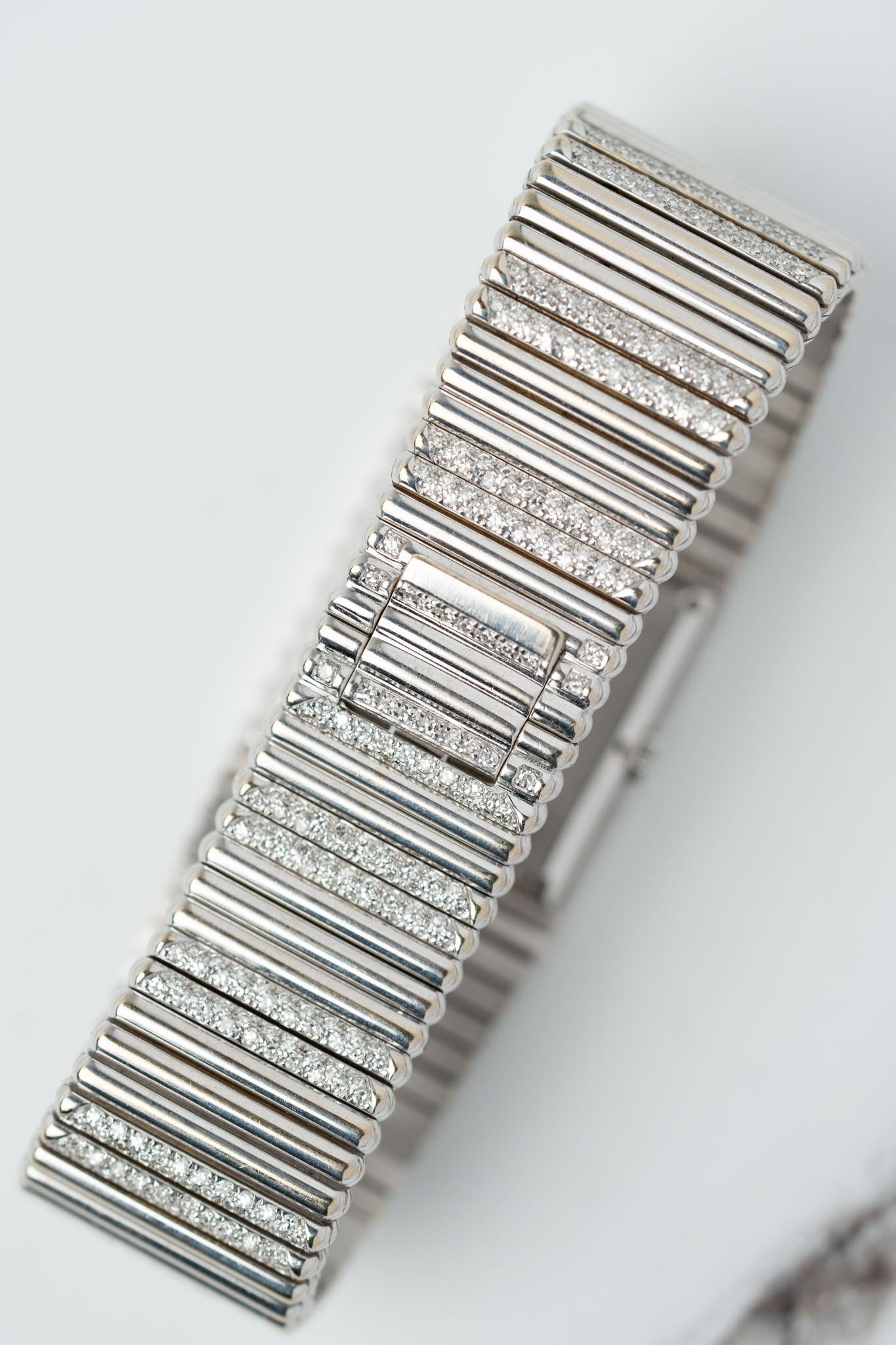 Piaget Emperador 9131 Pave Diamond Sapphire Dial Pave Diamond Bracelet 18k WG en vente 1