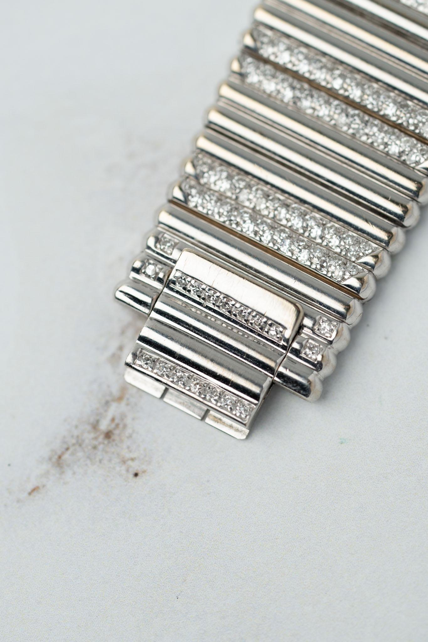 Piaget Emperador 9131 Pave Diamond Sapphire Dial Pave Diamond Bracelet 18k WG en vente 3