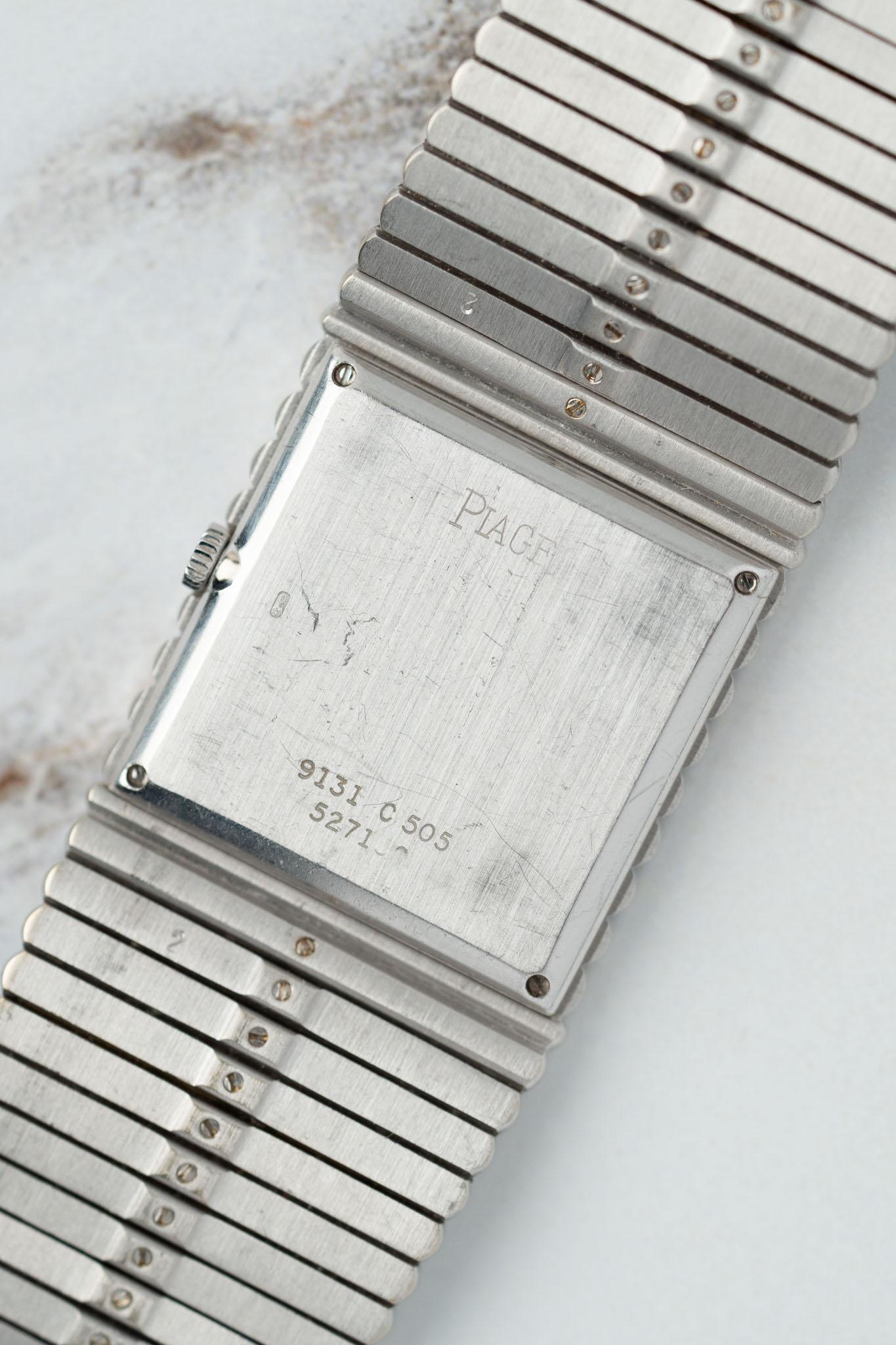 Piaget Emperador 9131 Pave Diamond Sapphire Dial Pave Diamond Bracelet 18k WG en vente 5