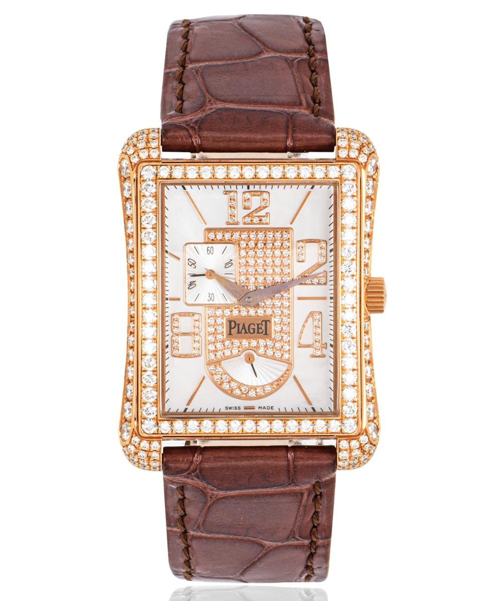A Diamond Set 32mm Emperador Power Reserve wristwatch, made from 18k rose gold and powered by an automatic movement. 

The watch is in excellent condition, featuring a white mother of pearl and pave diamond-set dial with a power reserve and small