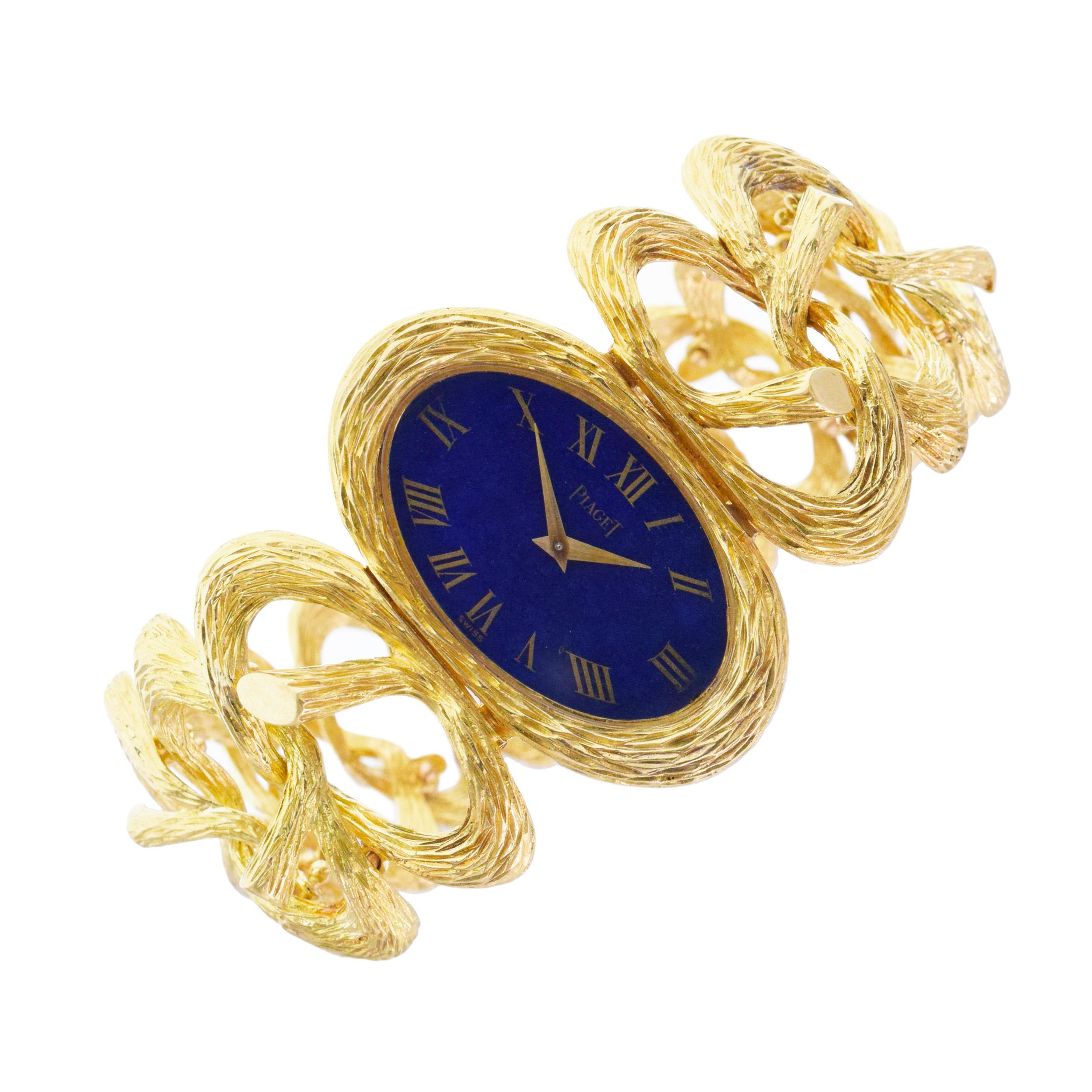 Piaget Esclave Lapis Lazuli Dial Ladies Watch In 18k In Excellent Condition In New York, NY