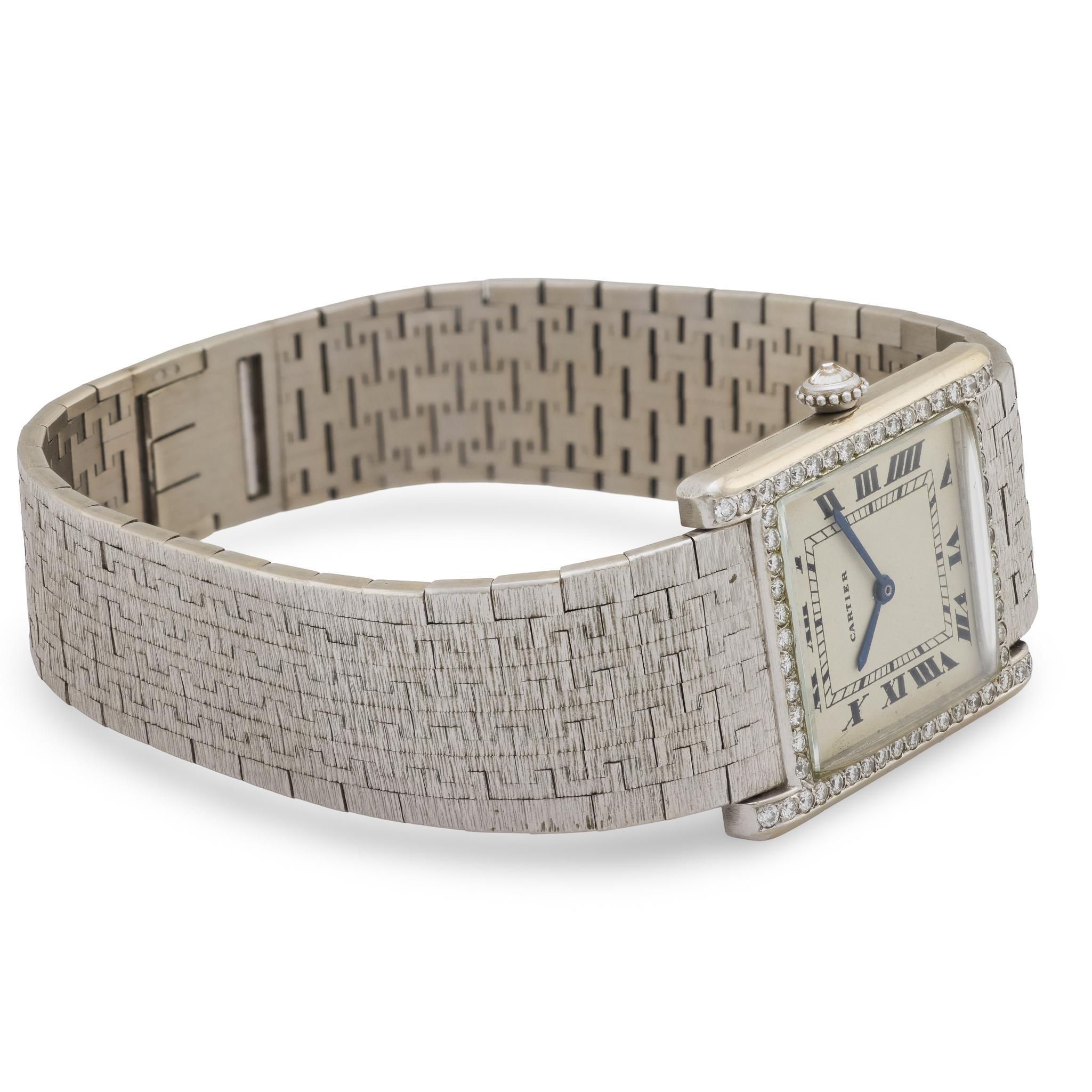 Orologio Piaget for Cartier con diamanti in oro bianco 18 carati in vendita 1