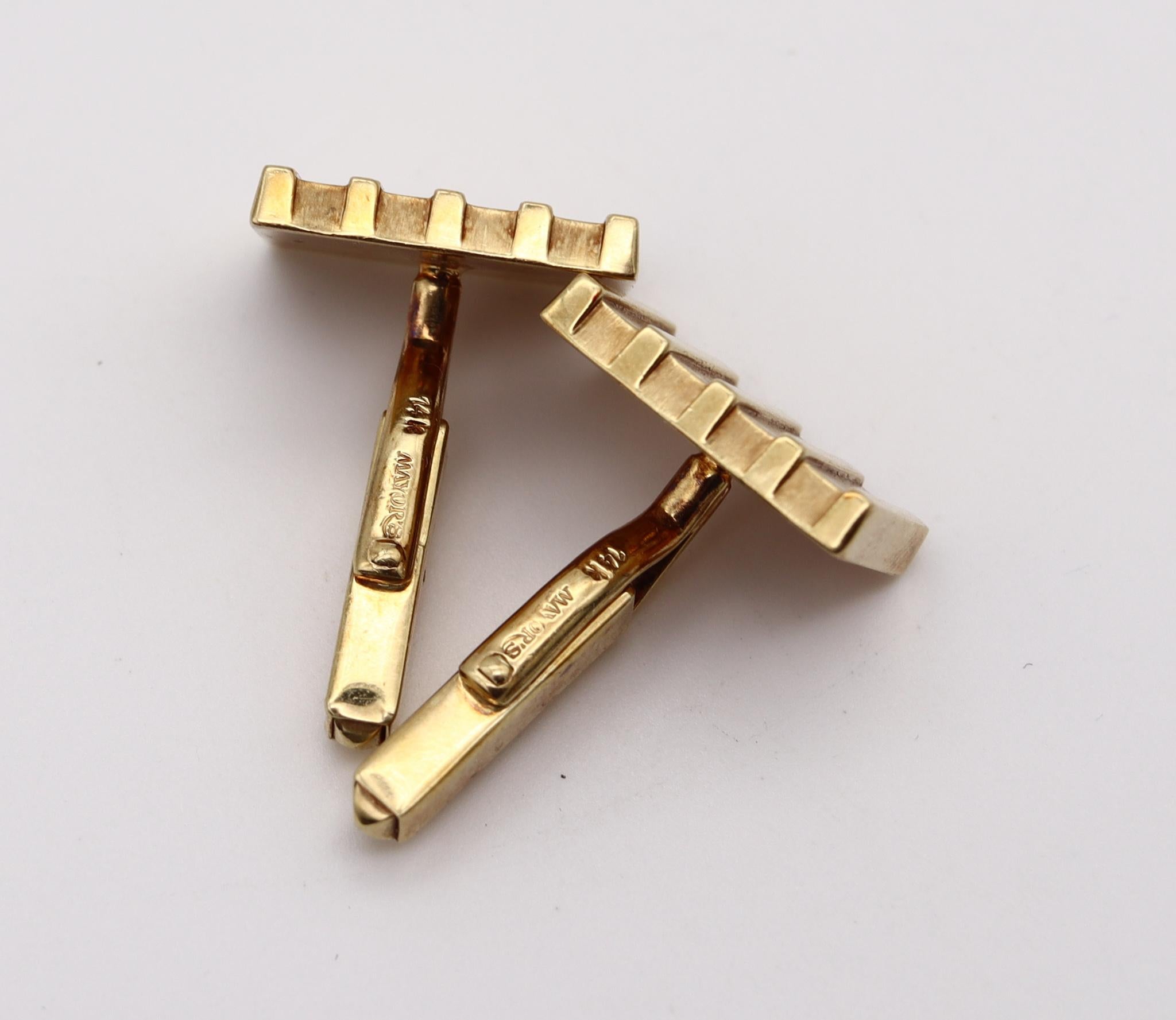 Piaget for Mayors Modernism Geometric Cufflinks in 18kt and 14Kt Yellow Gold In Excellent Condition In Miami, FL