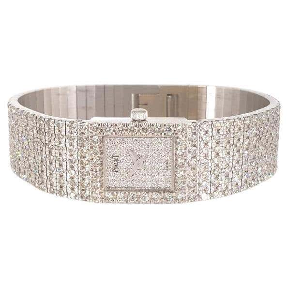 Piaget Full Diamond Watch 18ct White Gold For Sale at 1stDibs