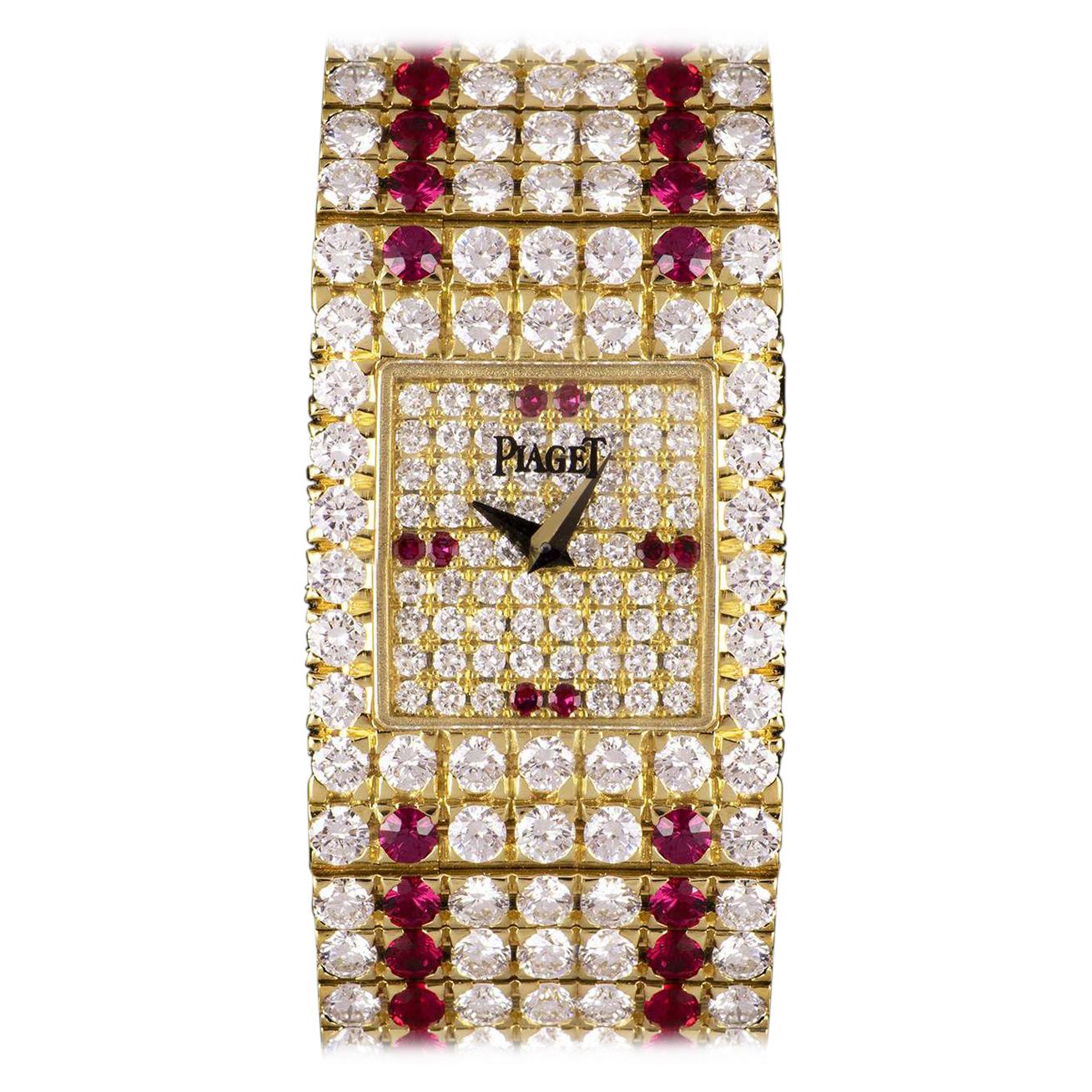 Piaget Fully Loaded Diamond and Ruby Set Quartz Vintage Wristwatch