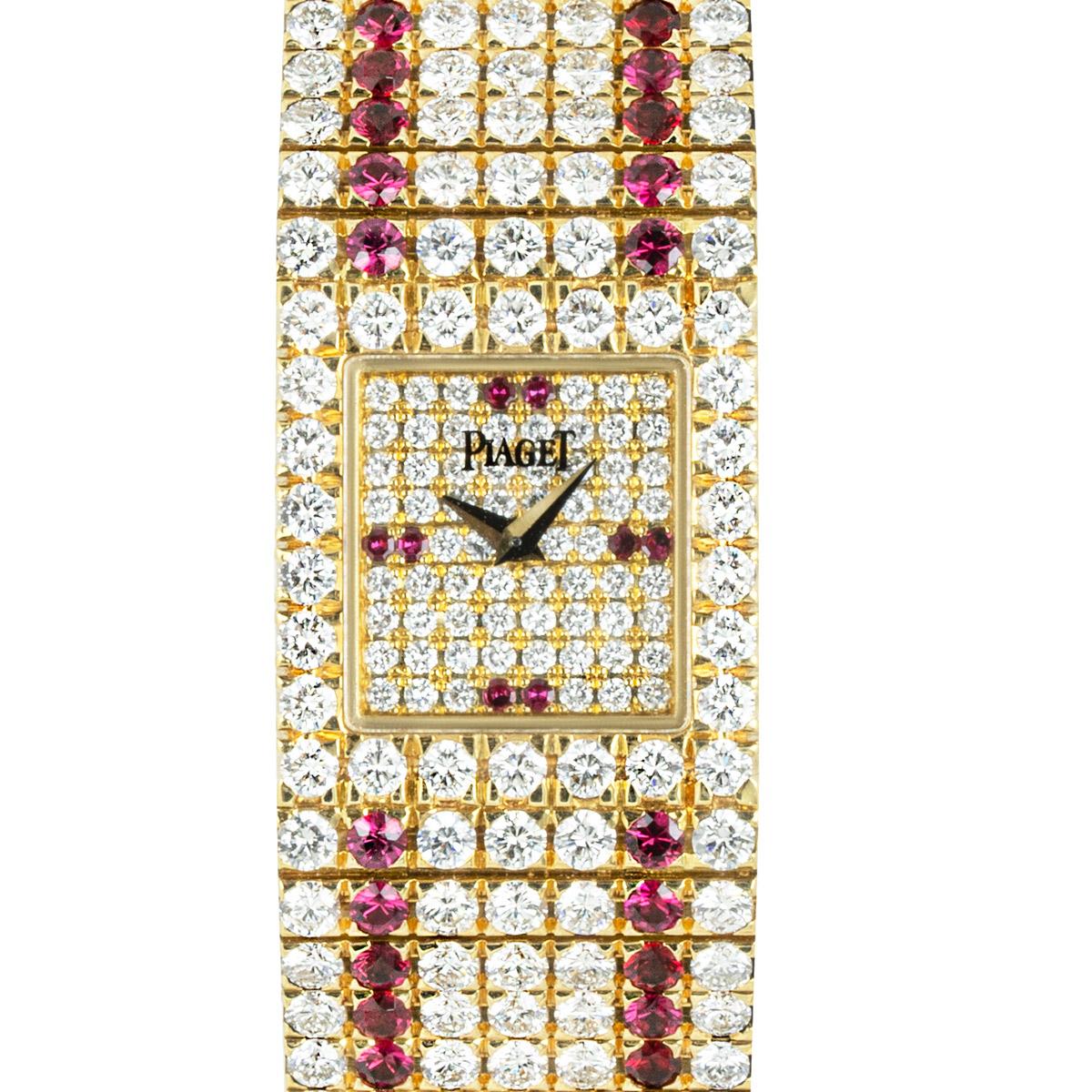 Piaget Montre-bracelet à quartz sertie de diamants et de rubis Pour femmes en vente