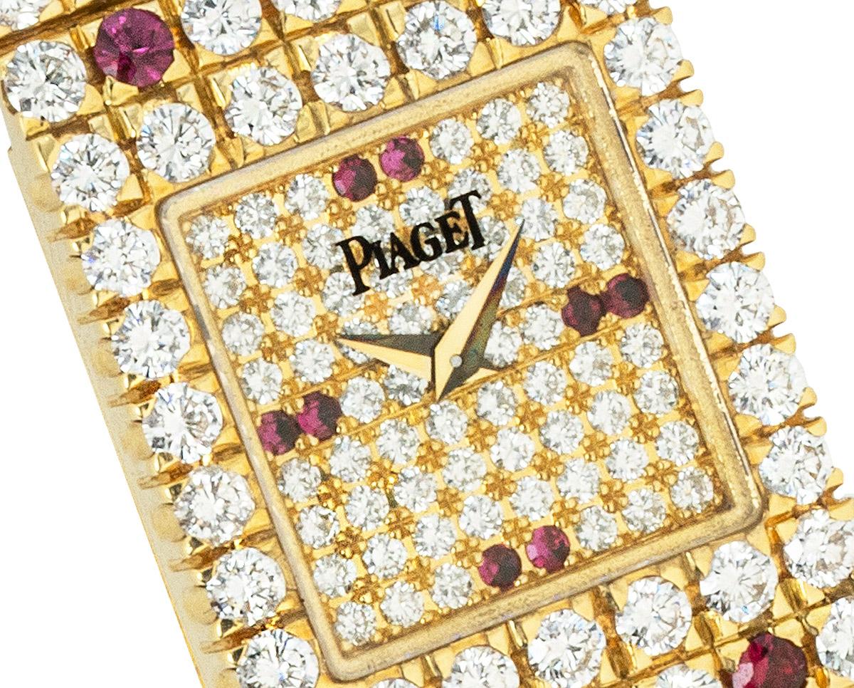 Piaget Fully Loaded Diamond and Ruby Set Quartz Wristwatch In Good Condition For Sale In London, GB