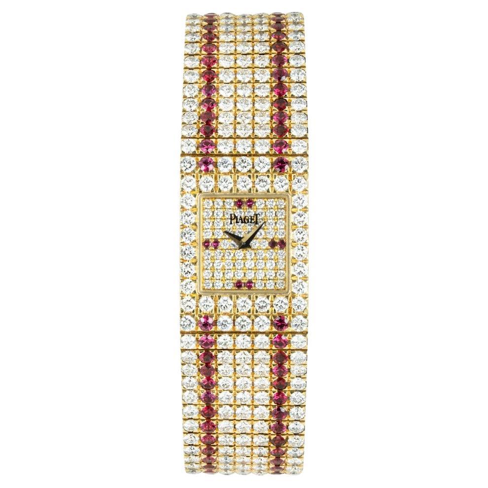 Piaget Montre-bracelet à quartz sertie de diamants et de rubis en vente