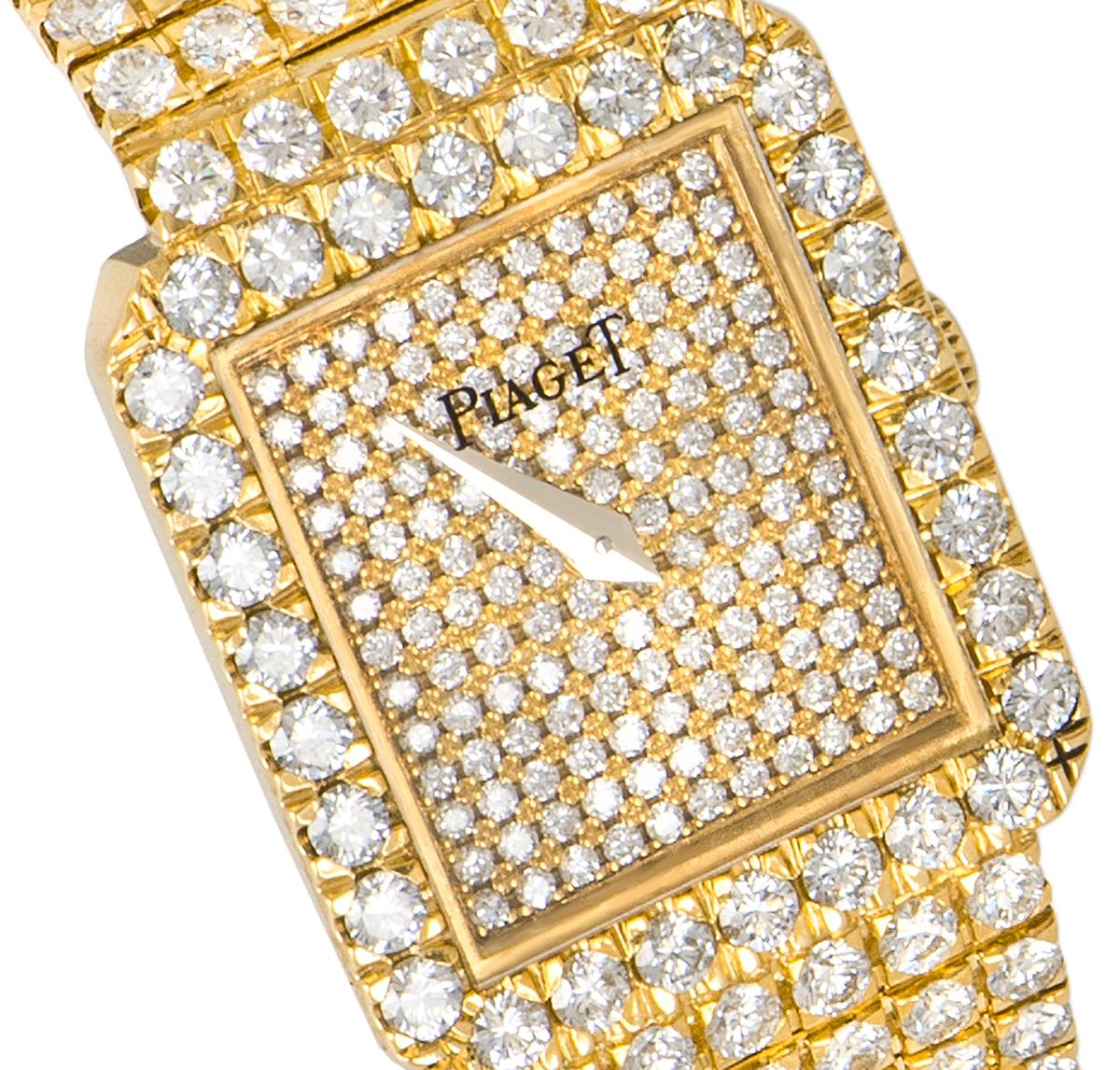 Piaget Montre habillée entièrement ornée de perles en or jaune 18 carats avec cadran en diamants pavés pour femmes Excellent état - En vente à London, GB