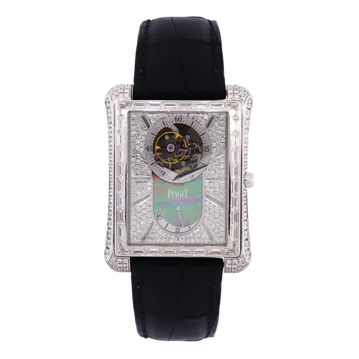 Brand: Piaget
MPN: G0A33078
Model: Emperador
Case Material: 18k White Gold With Facotory Set Round Brilliant and Baguette shaped Diamonds
Case Diameter: 36mm x 46mm
Crystal: Scratch resistant sapphire
Bezel: Factory Diamond bezel
Dial: Factory