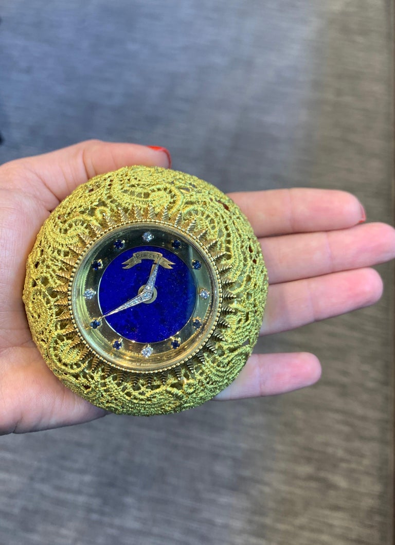 Piaget Gold and Lapis Desk Clock For Sale at 1stDibs