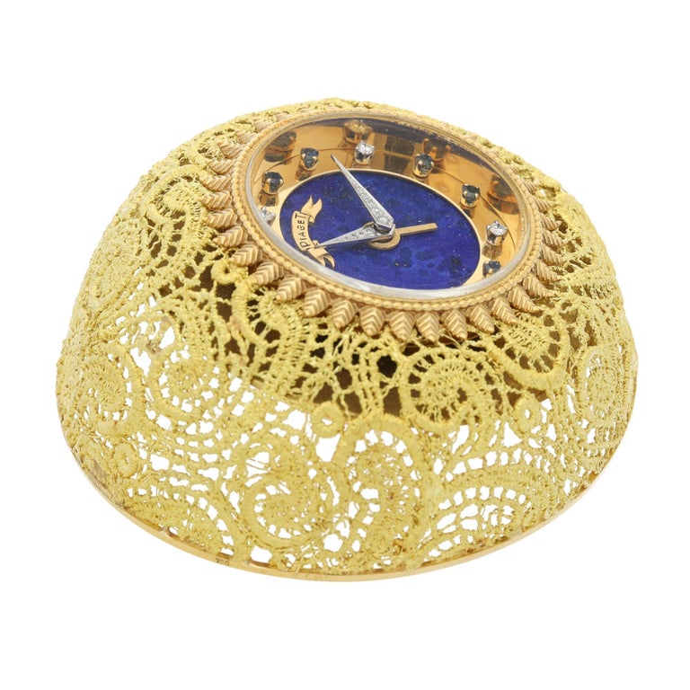 Piaget Gold and Lapis Desk Clock For Sale at 1stDibs