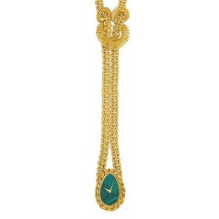 Collana Piaget con orologio a pendente in oro e malachite