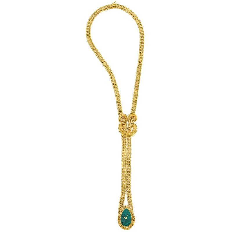 Piaget Gold and Malachite Pendant-Watch Necklace For Sale