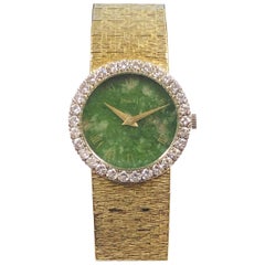 Piaget Gold Diamond and Jadeite Dial Ladies Mechanical Wristwatch