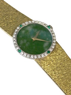 Piaget Gold Diamond Emerald and Jadite Dial Ladies Mechanical Wrist Watch