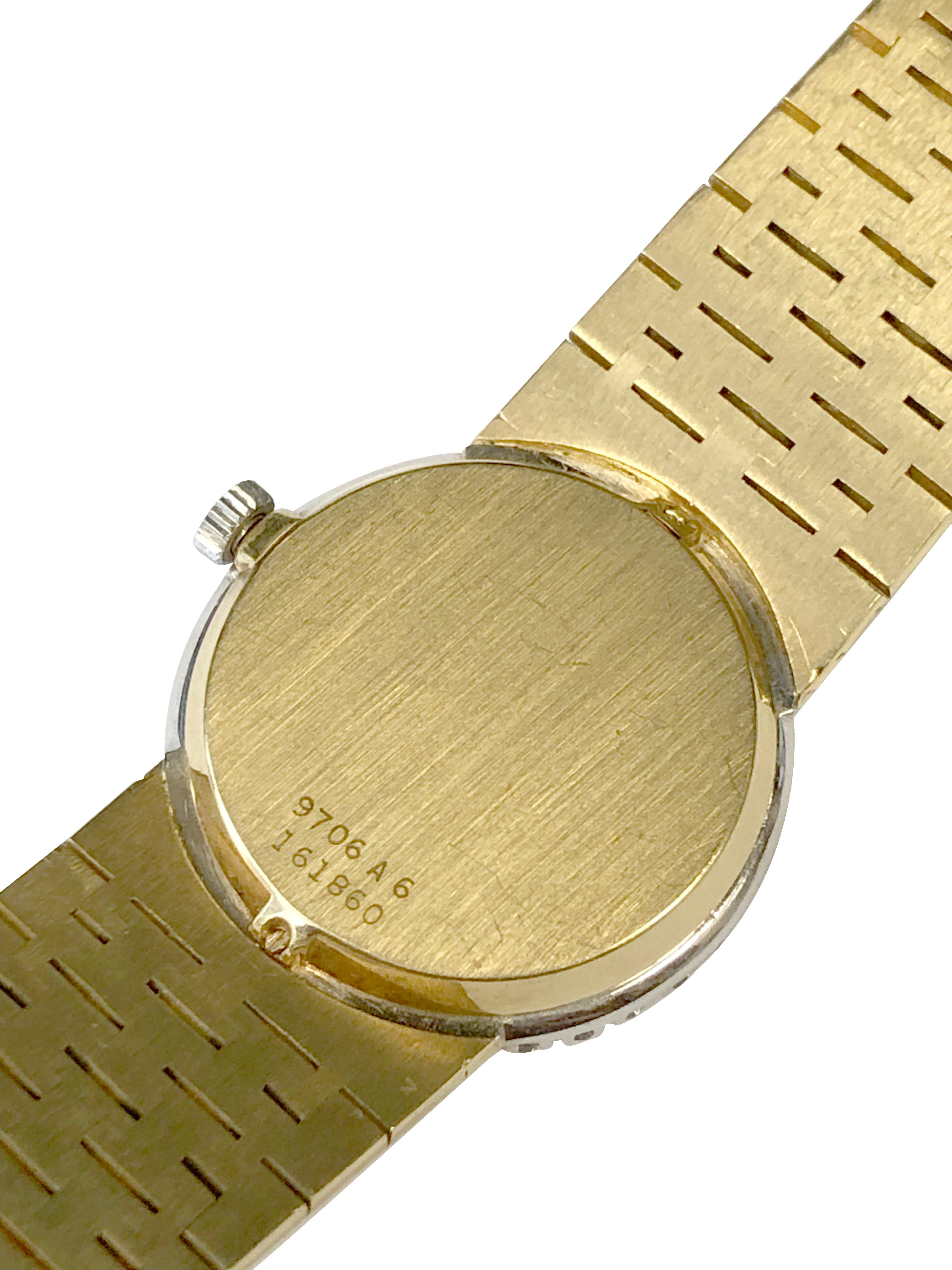 Piaget Damen-Mechanische Armbanduhr, Gold Diamant Smaragd und Jadite Zifferblatt im Zustand „Hervorragend“ im Angebot in Chicago, IL