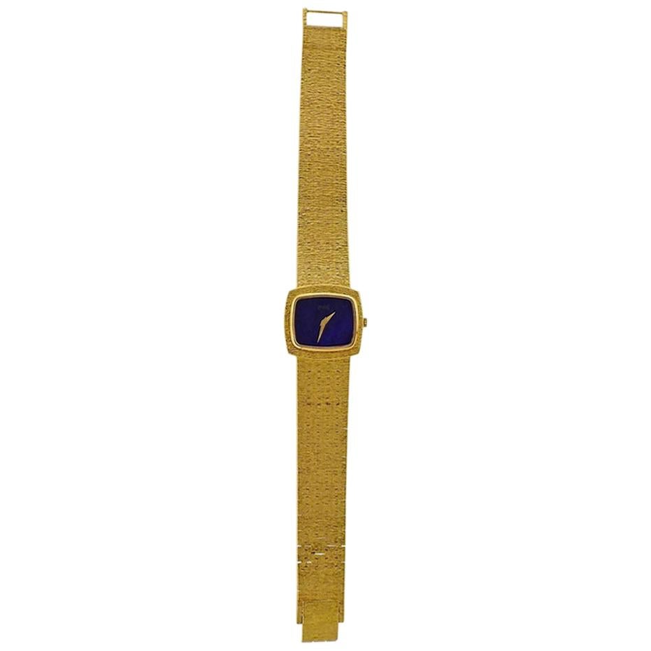 Piaget Gold Lapis Dial Watch For Sale