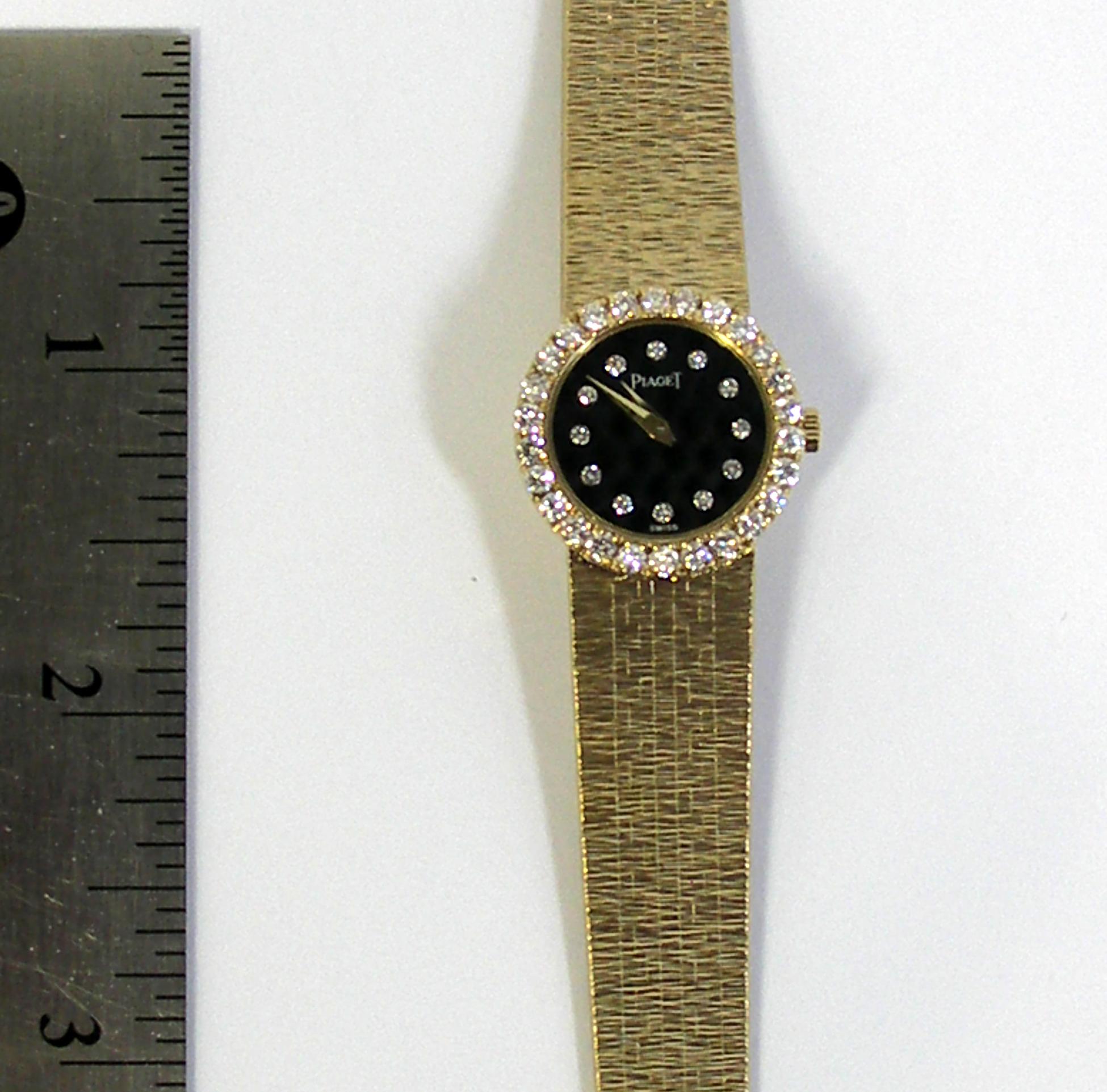Piaget Gold Watch with Diamond Bezel and Onyx and Diamond Dial 1