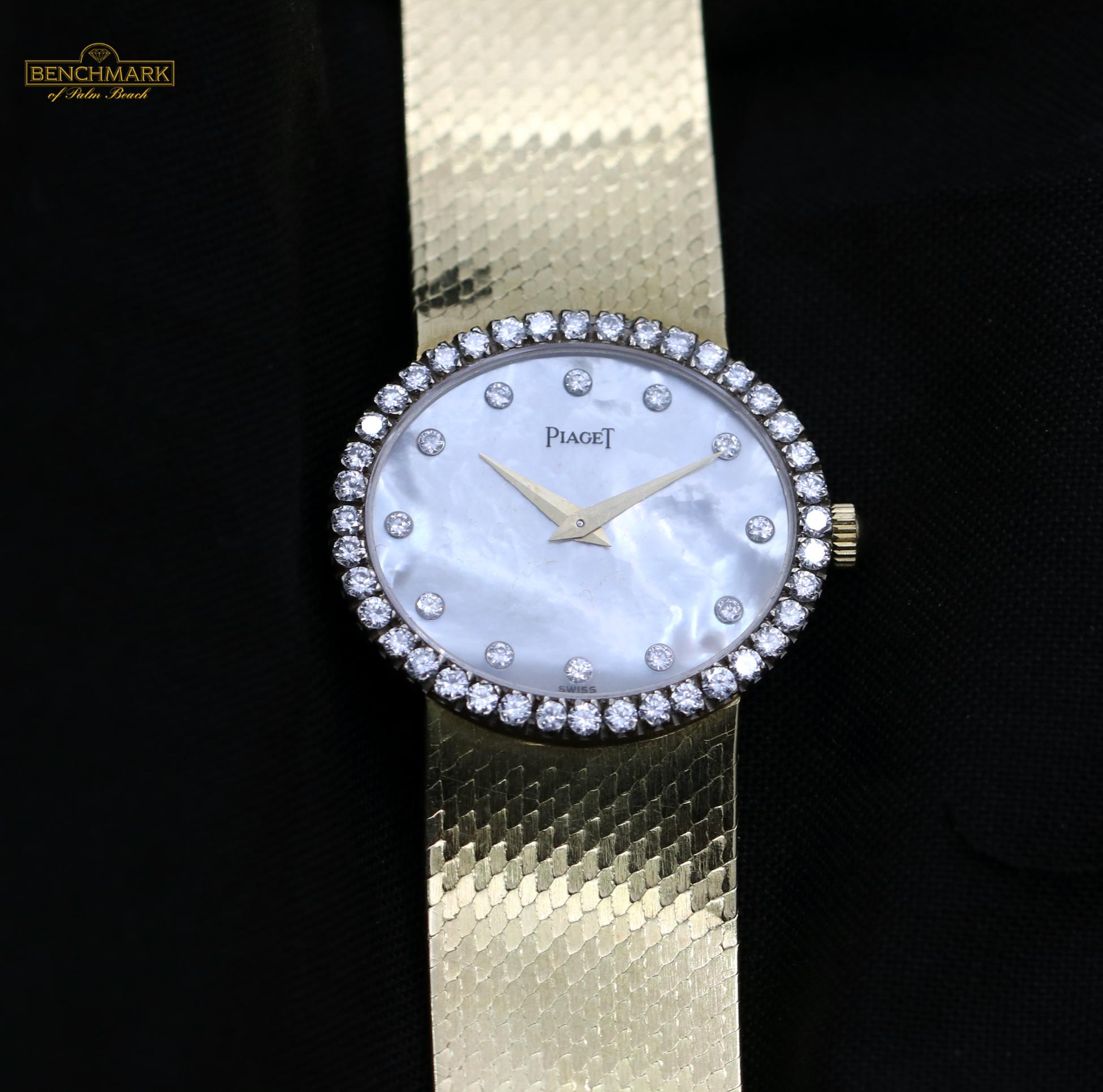 Piaget Gold Watch with Mother-of-Pearl Dial with Diamond Markers and Bezel 1