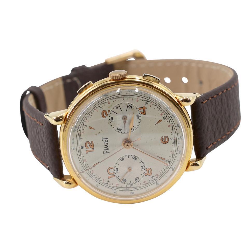 Men's Piaget Gold XL Special Collectors Spider Legs Lugs Chronograph Ca.1940 Watch For Sale