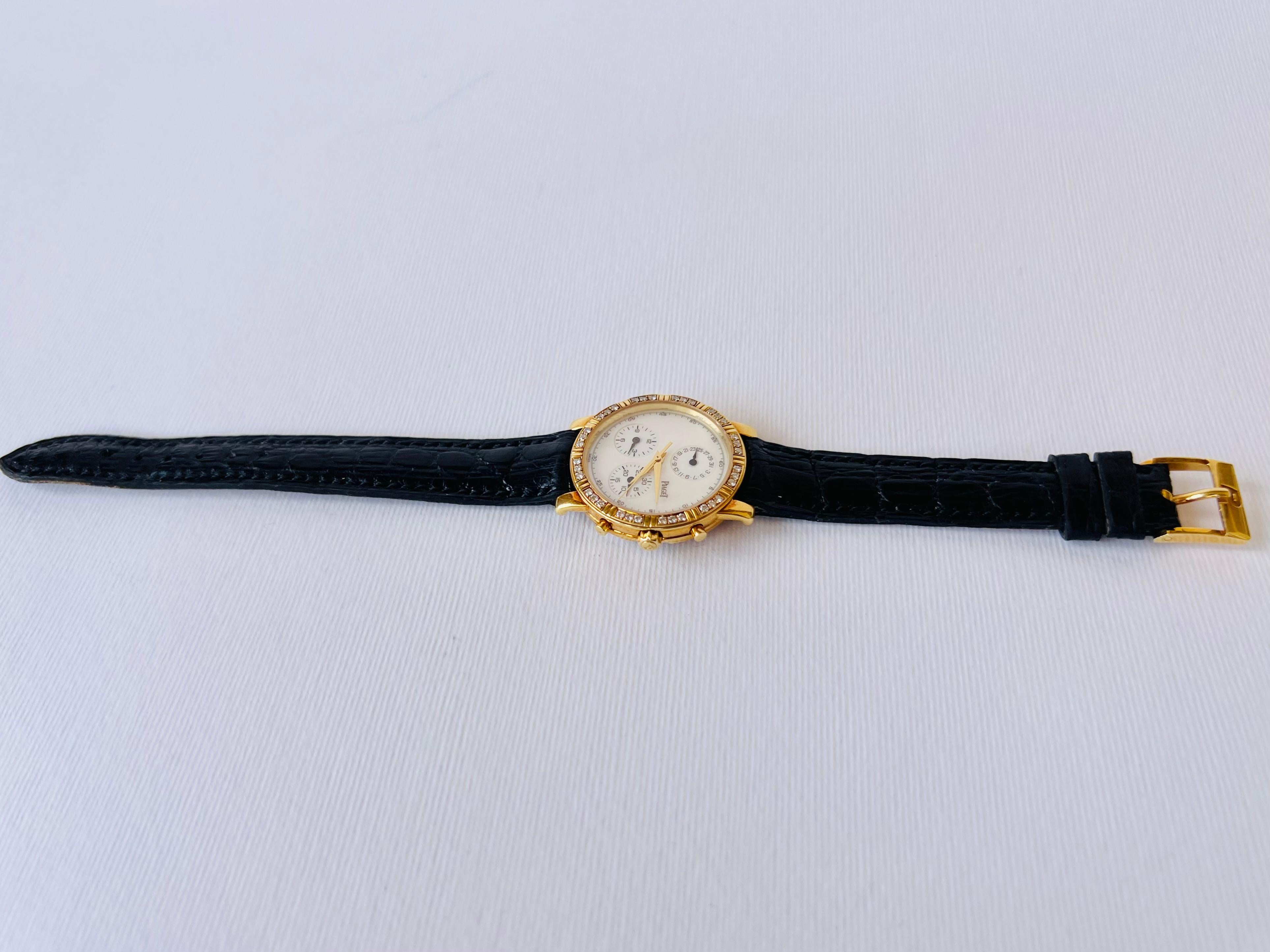 Piaget Haute Complication Chronograph 14013 MOP Dial 18k Gold Diamond Watch For Sale 7